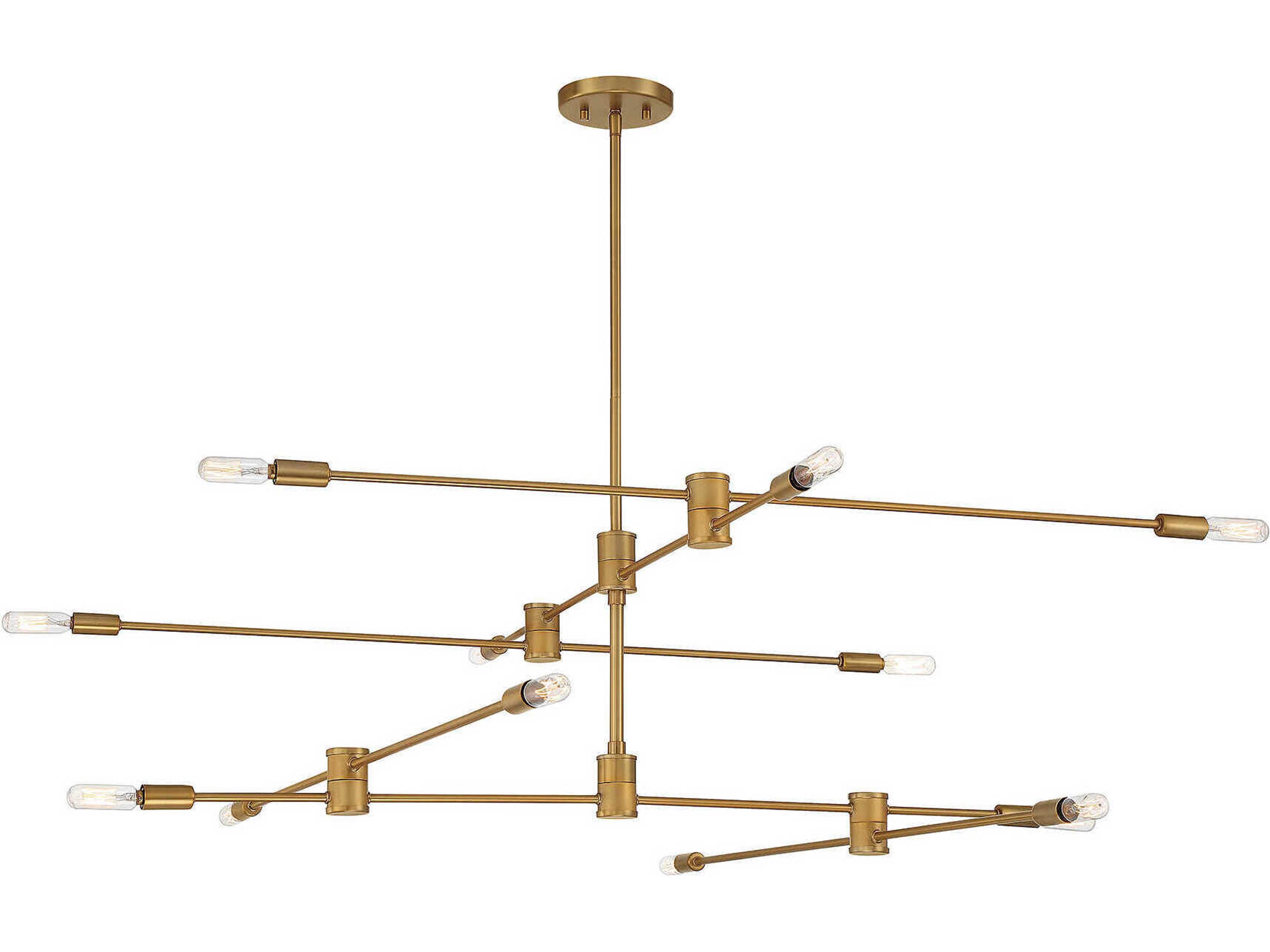 Savoy House Lyrique 12-Light Warm Brass Linear Sputnik Tiered Chandelier