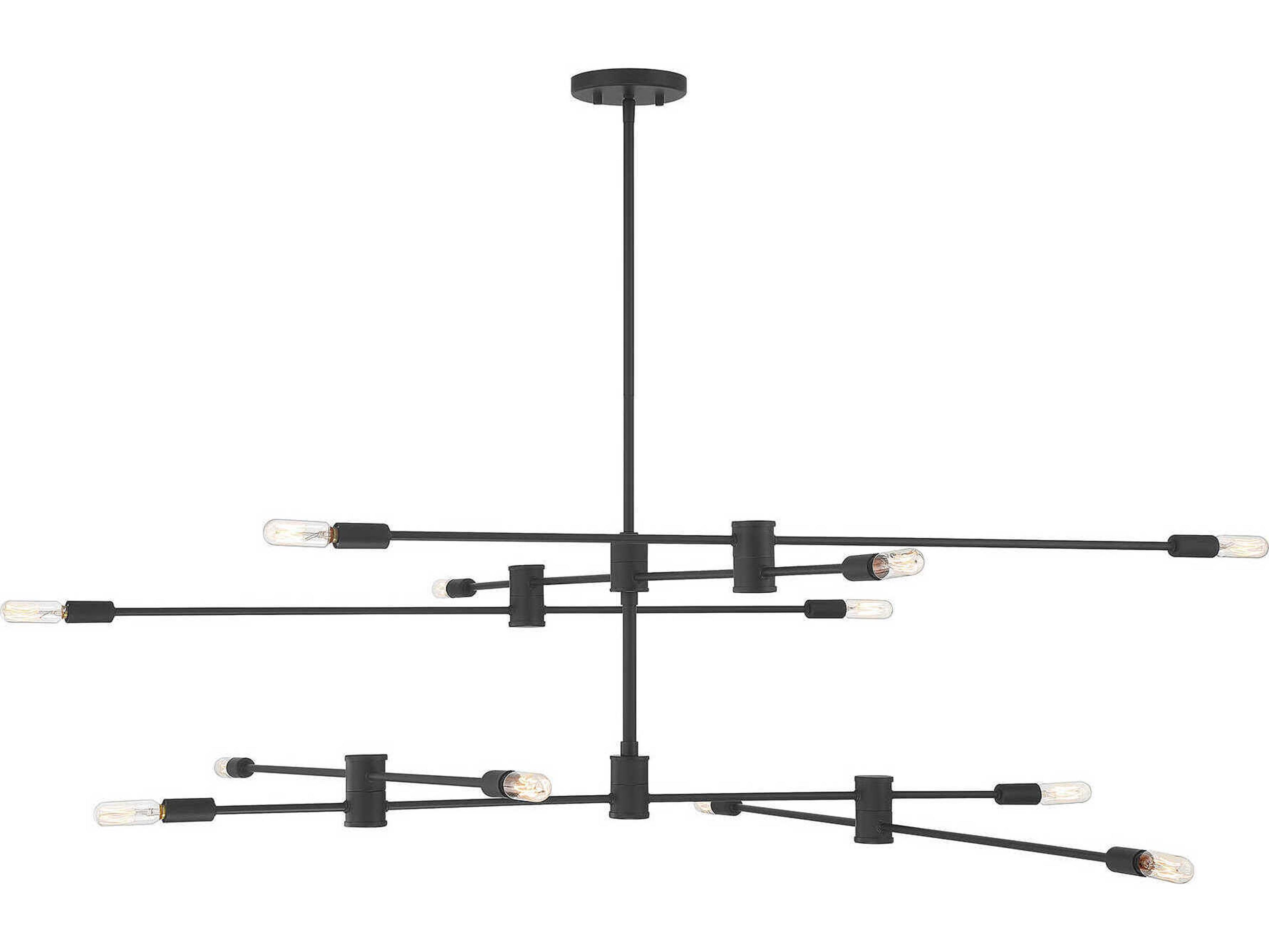 Lyrique 12-Light Matte Black Linear Sputnik Tiered Chandelier