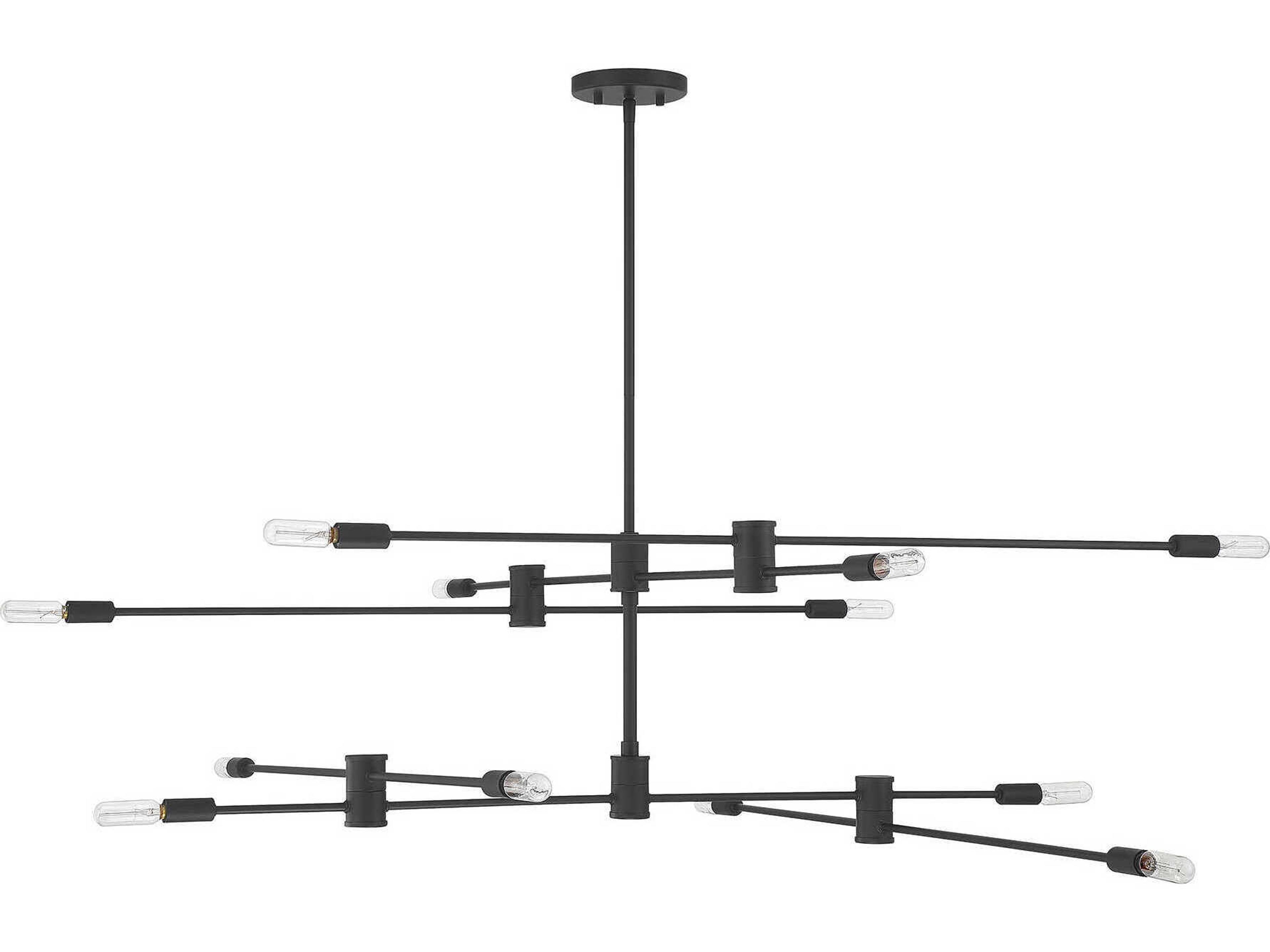 Savoy House Lyrique 12-Light Matte Black Linear Sputnik Tiered Chandelier