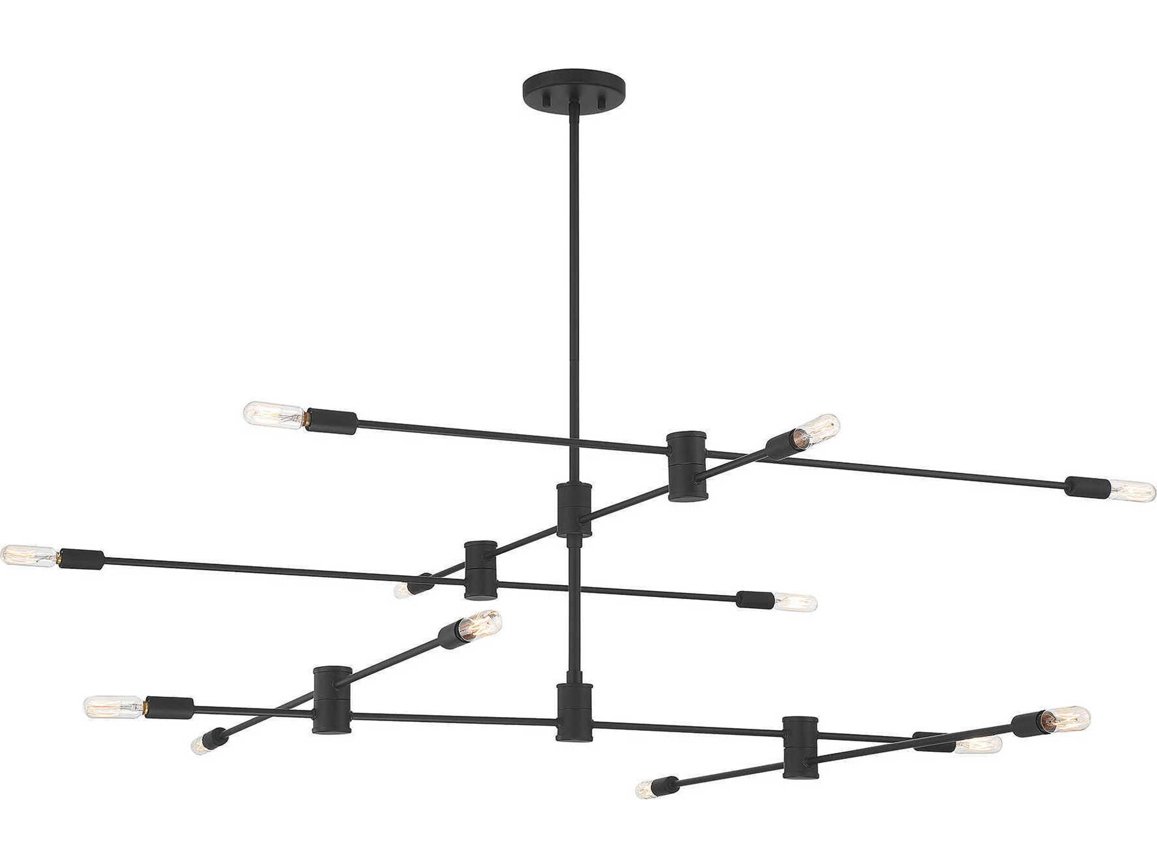 Savoy House Lyrique 12-Light Matte Black Linear Sputnik Tiered Chandelier