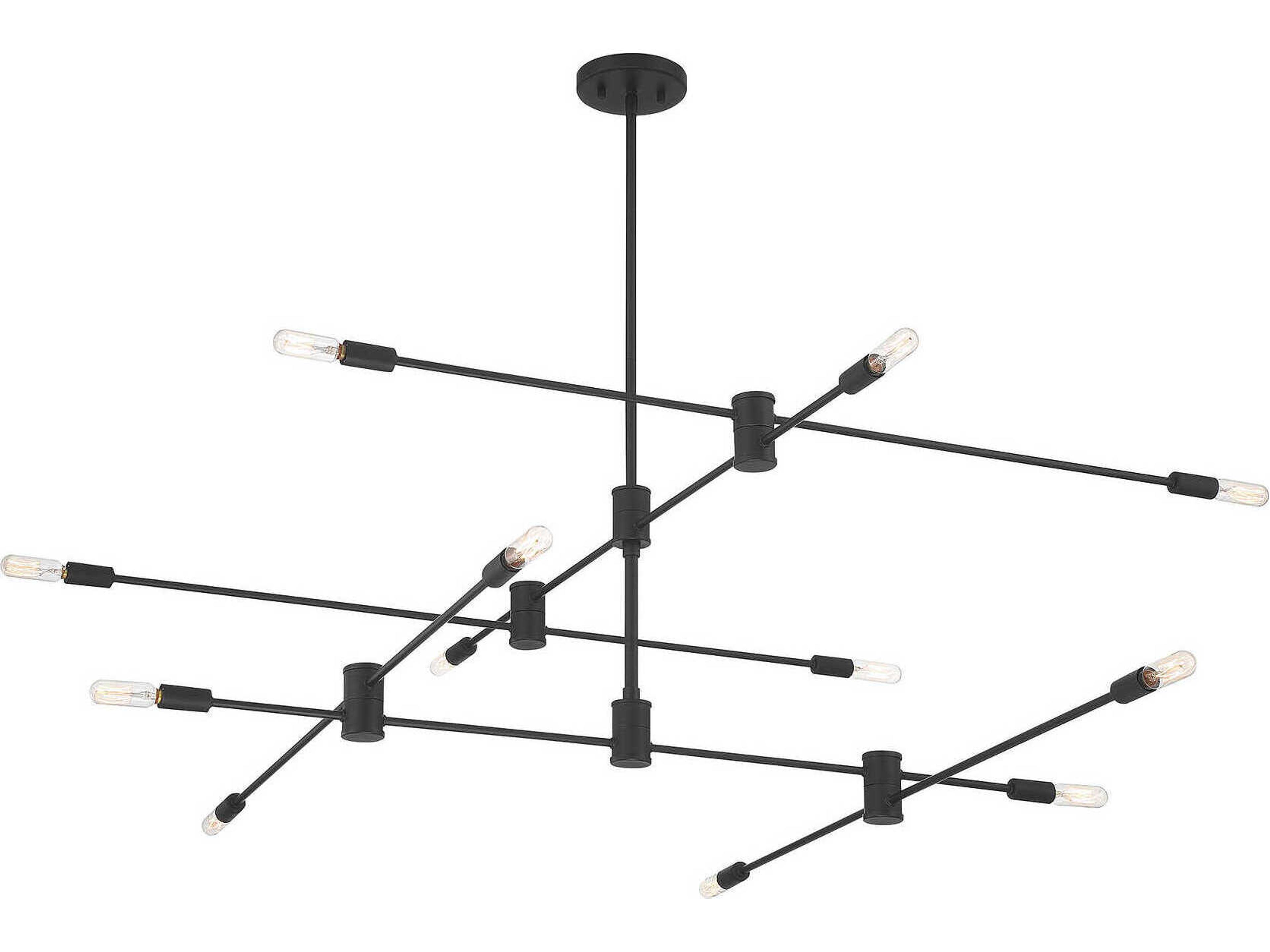 Savoy House Lyrique 12-Light Matte Black Linear Sputnik Tiered Chandelier