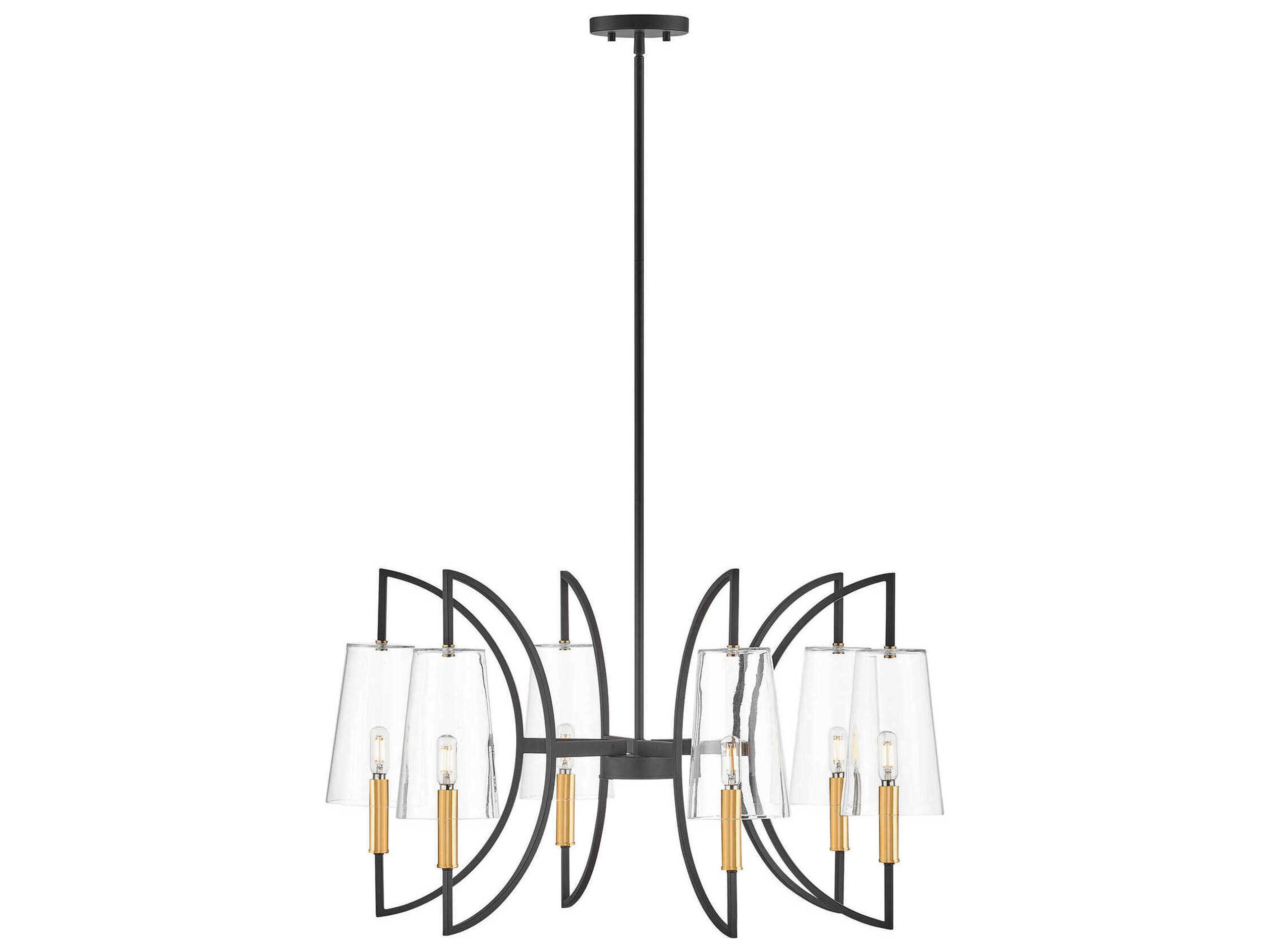 Hanley 6-Light Matte Black And Warm Brass Empire Linear Chandelier