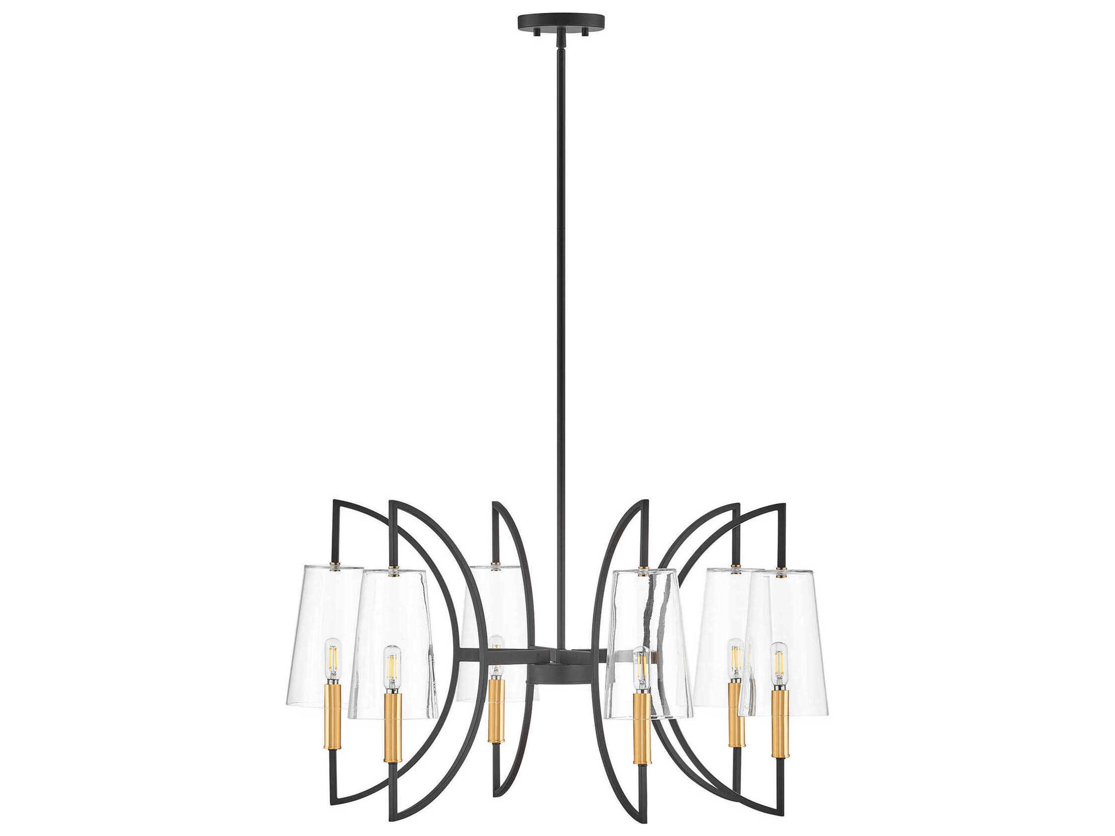 Savoy House Hanley 6-Light Matte Black And Warm Brass Empire Linear Chandelier