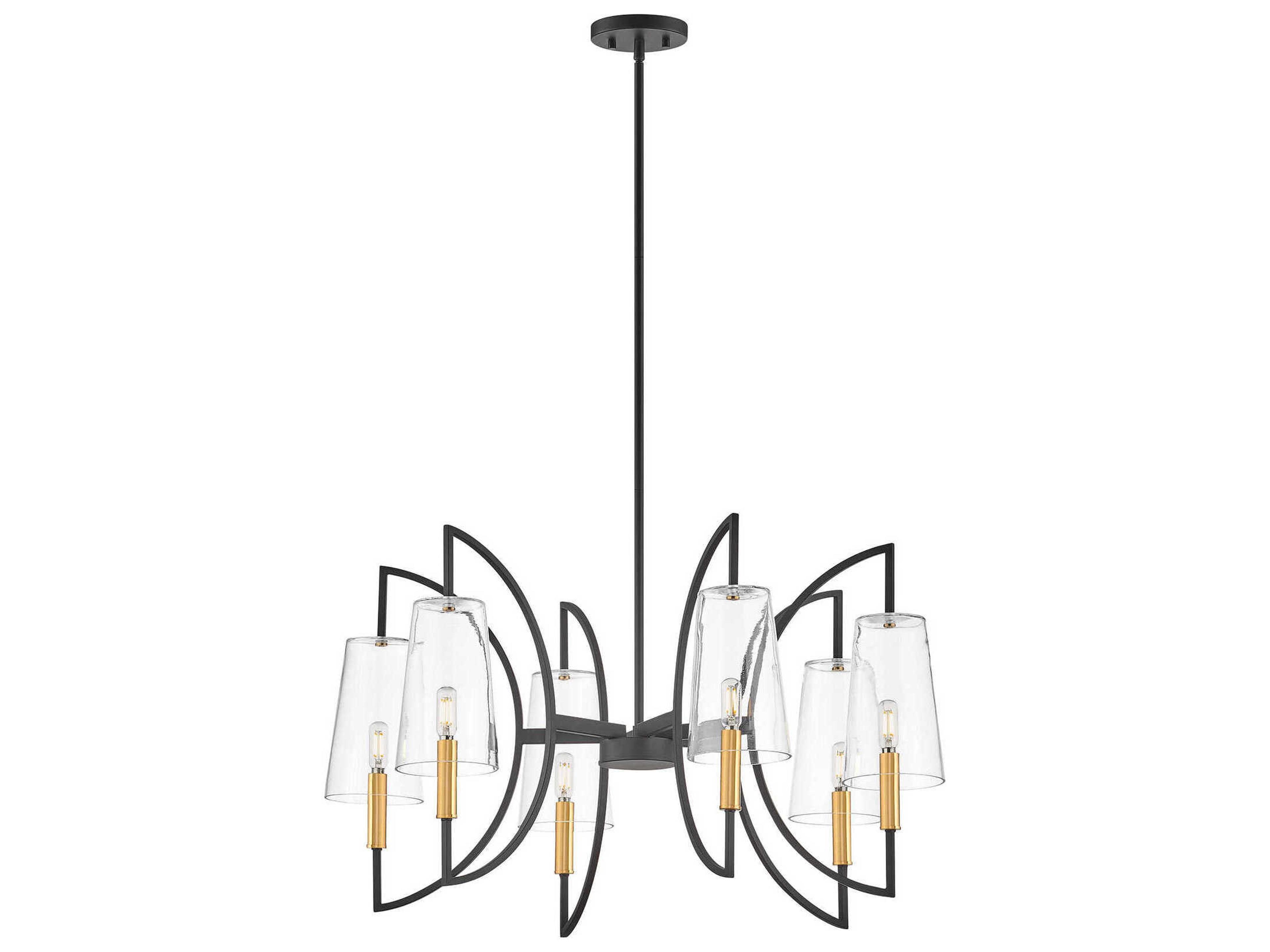 Savoy House Hanley 6-Light Matte Black And Warm Brass Empire Linear Chandelier
