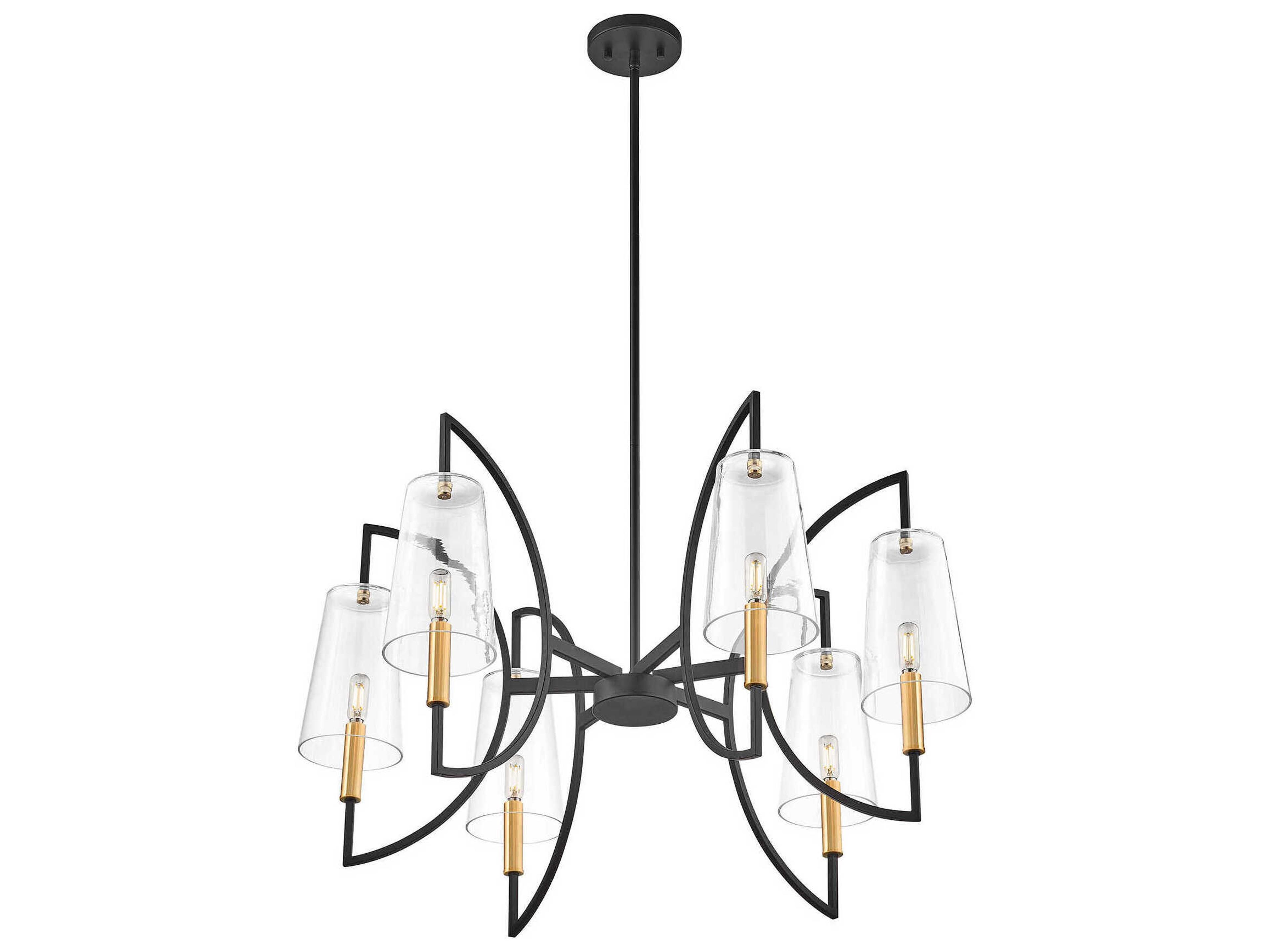 Savoy House Hanley 6-Light Matte Black And Warm Brass Empire Linear Chandelier