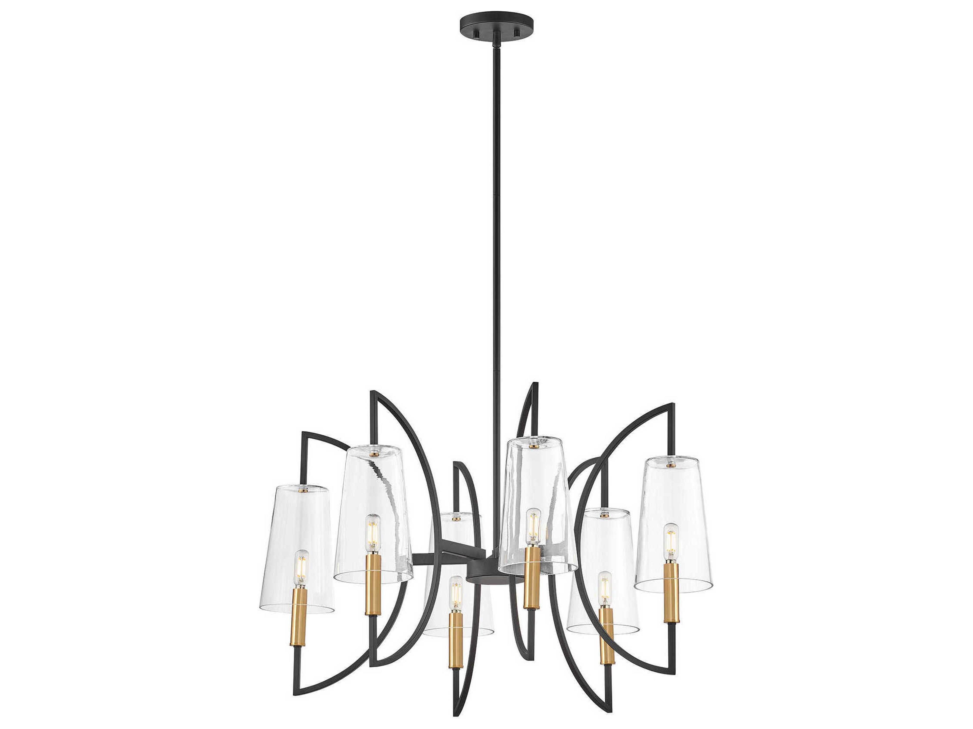Savoy House Hanley 6-Light Matte Black And Warm Brass Empire Linear Chandelier