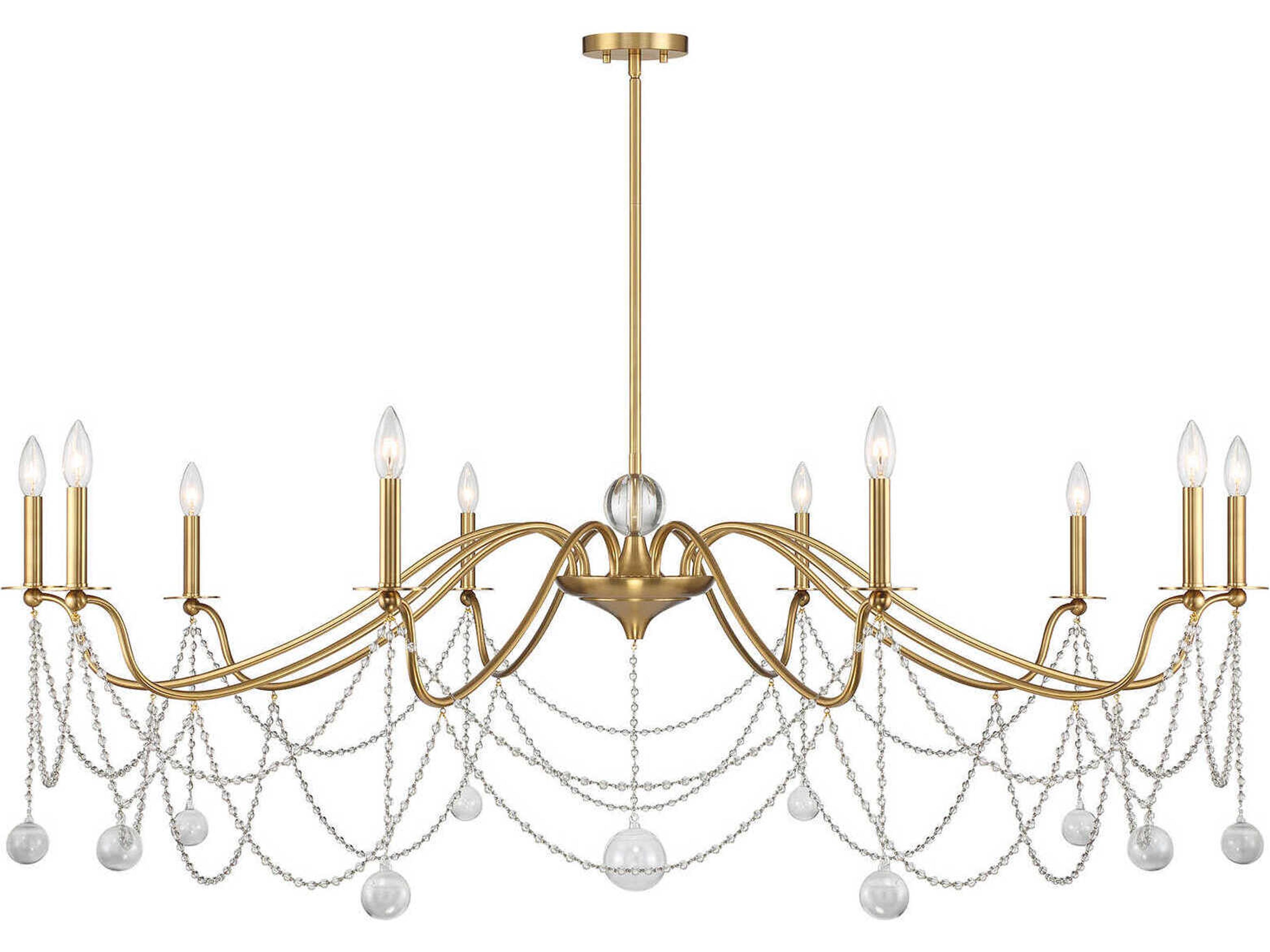 Mariposa 10-Light Warm Brass Candelabra Chandelier
