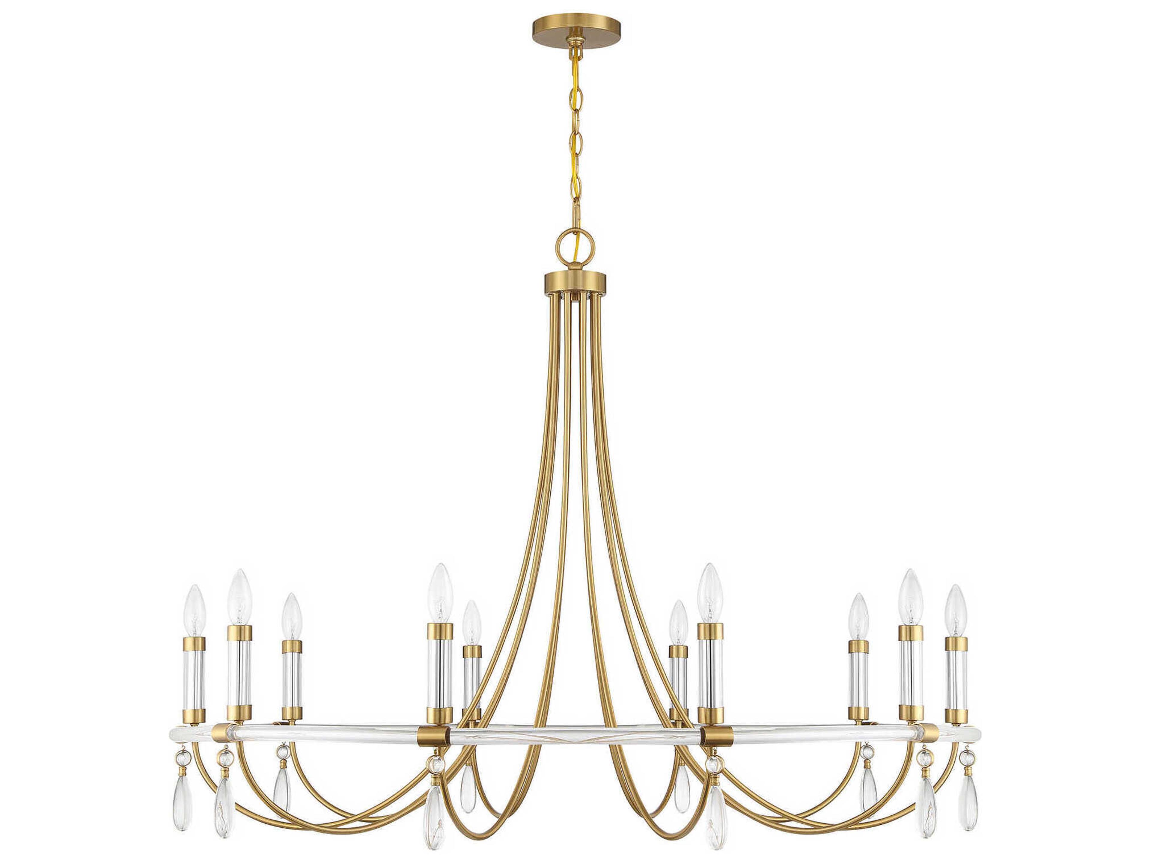 Savoy House Mayfair 10-Light Warm Brass Chrome Candelabra Chandelier