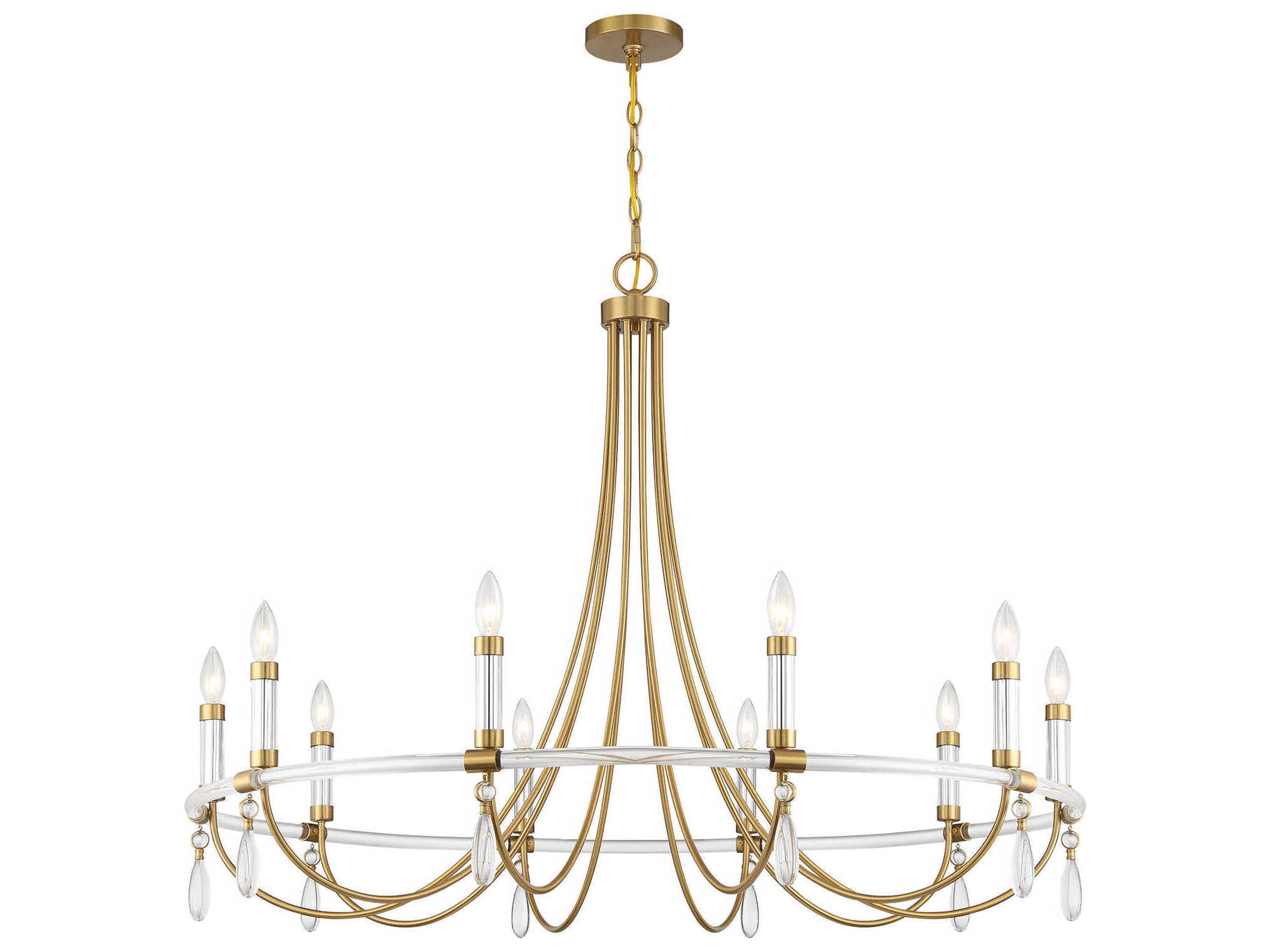 Savoy House Mayfair 10-Light Warm Brass Chrome Candelabra Chandelier