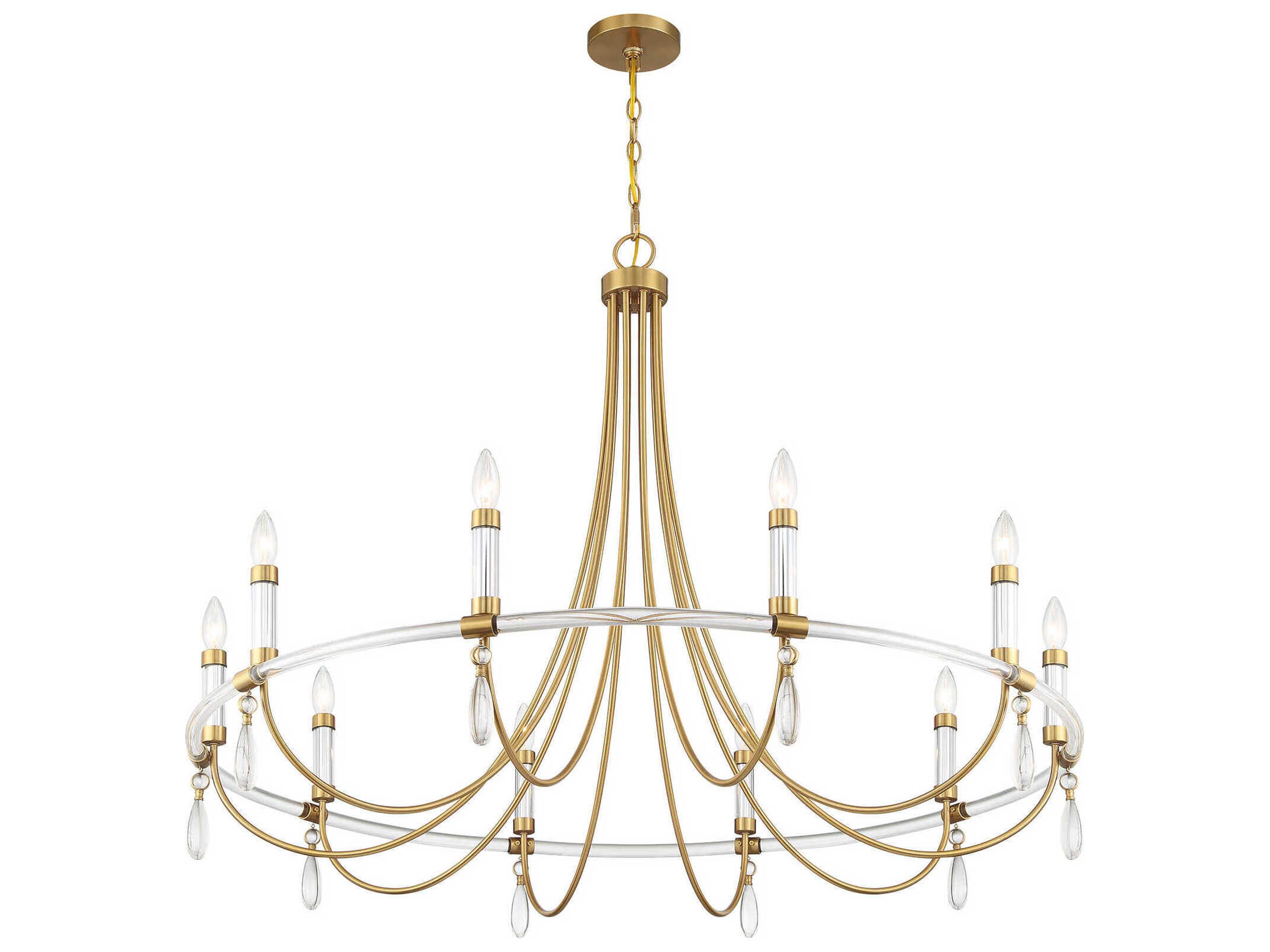 Savoy House Mayfair 10-Light Warm Brass Chrome Candelabra Chandelier