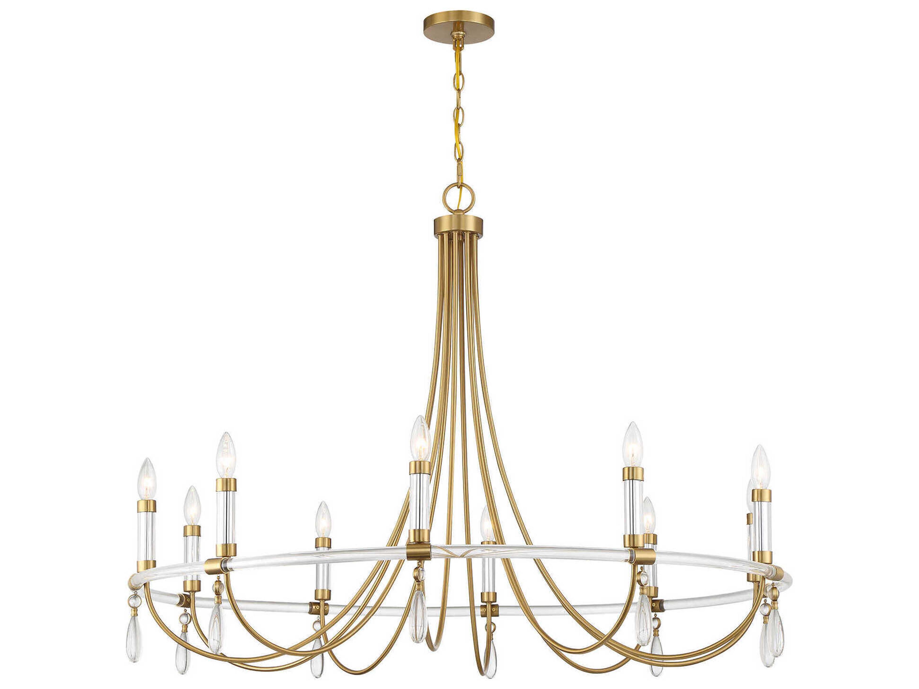 Savoy House Mayfair 10-Light Warm Brass Chrome Candelabra Chandelier