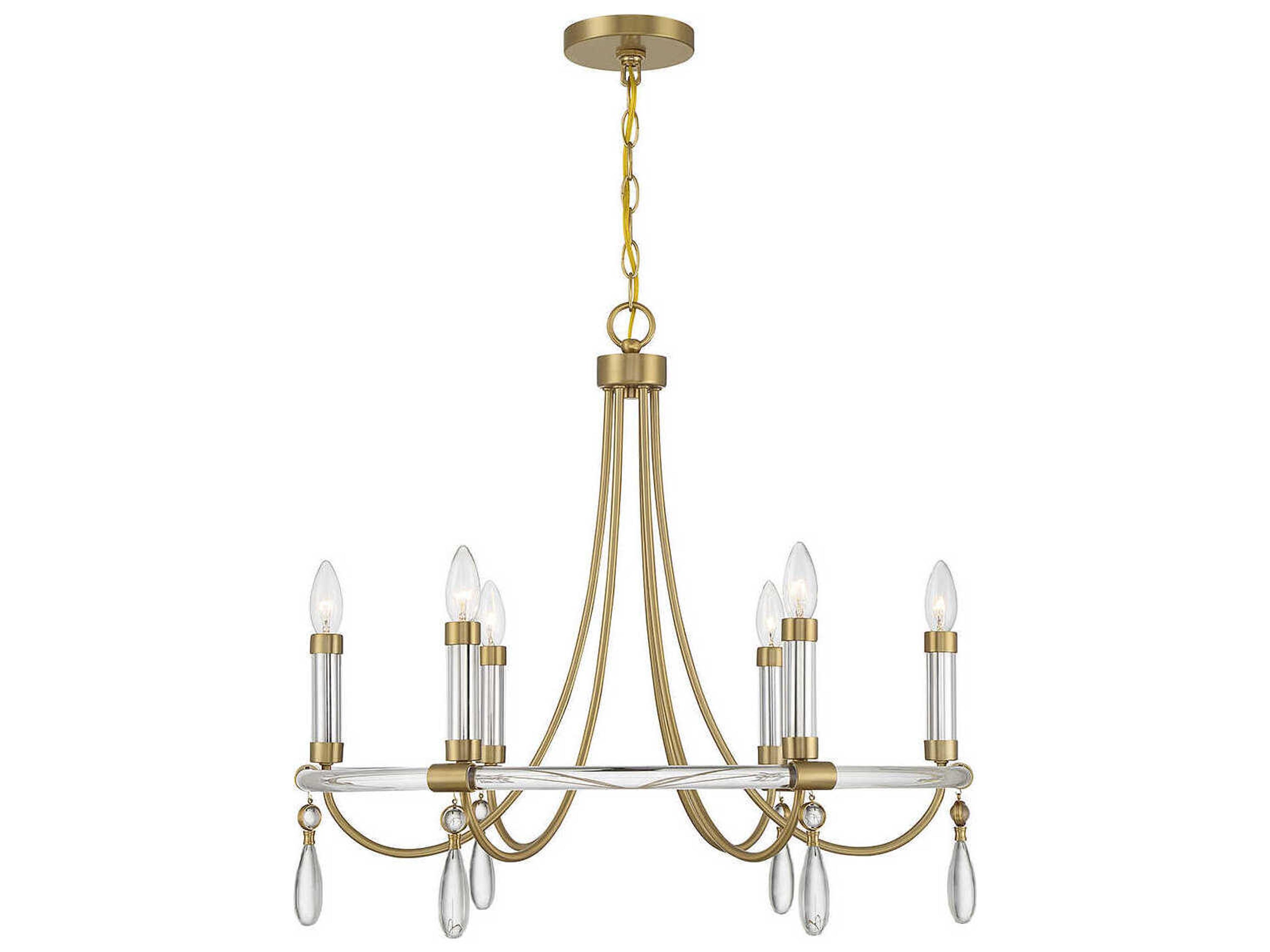 Mayfair 6-Light Warm Brass Chrome Crystal Candelabra Chandelier