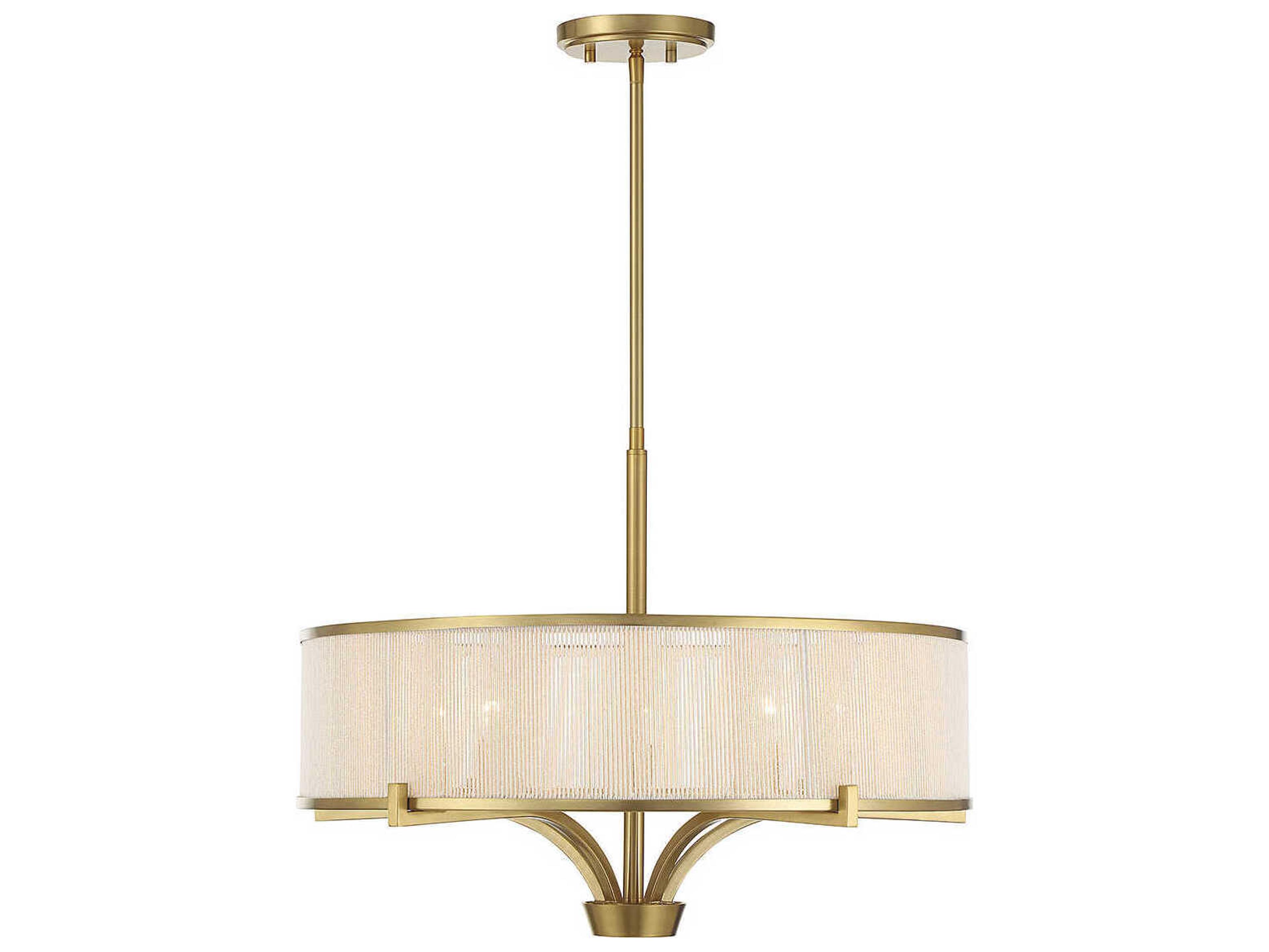 5-Light Wynwood Drum Chandelier in Warm Brass with Soft White String