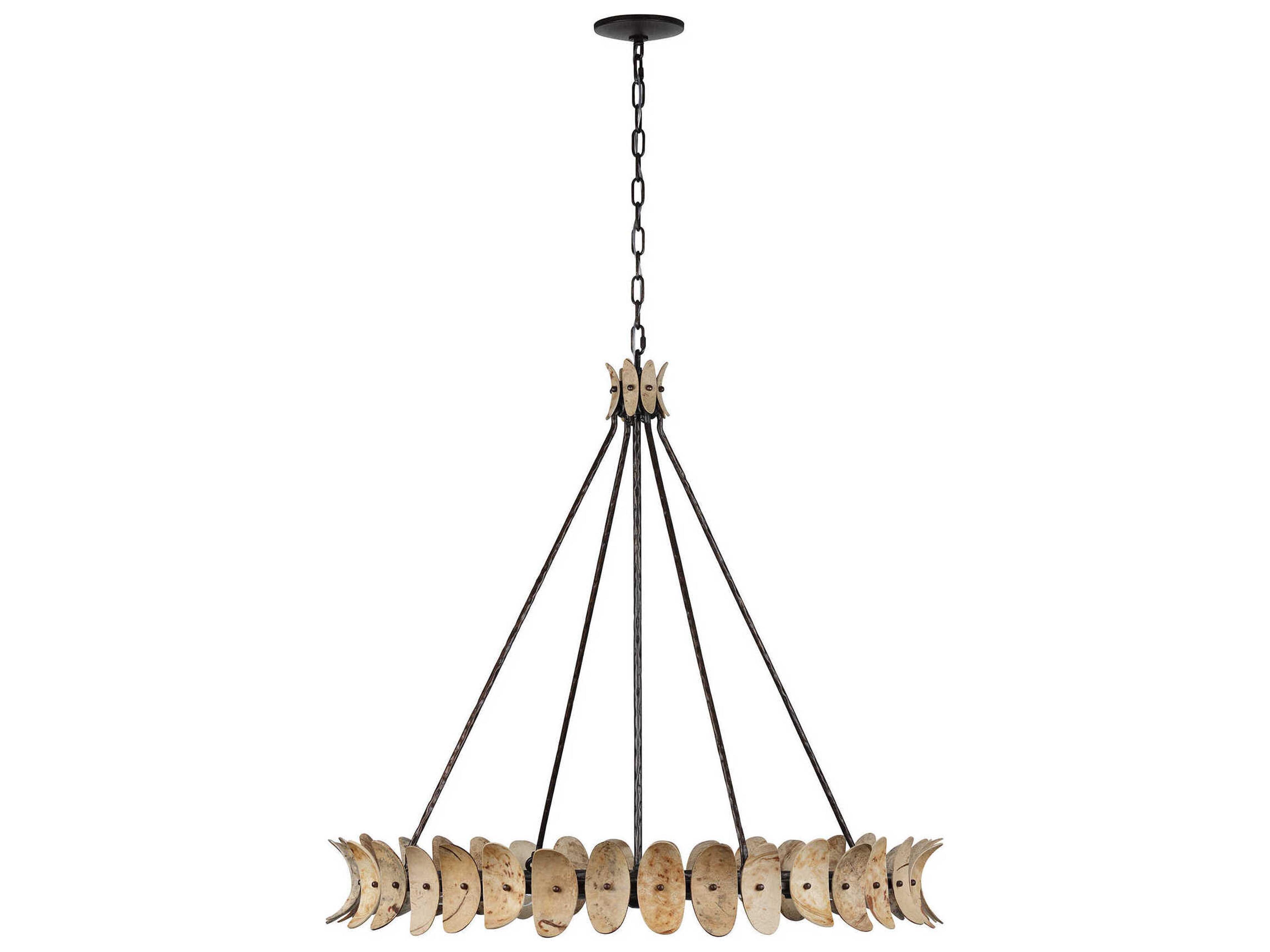 Monarch 8-Light Champagne Mist Coconut Shell Brown Round Chandelier
