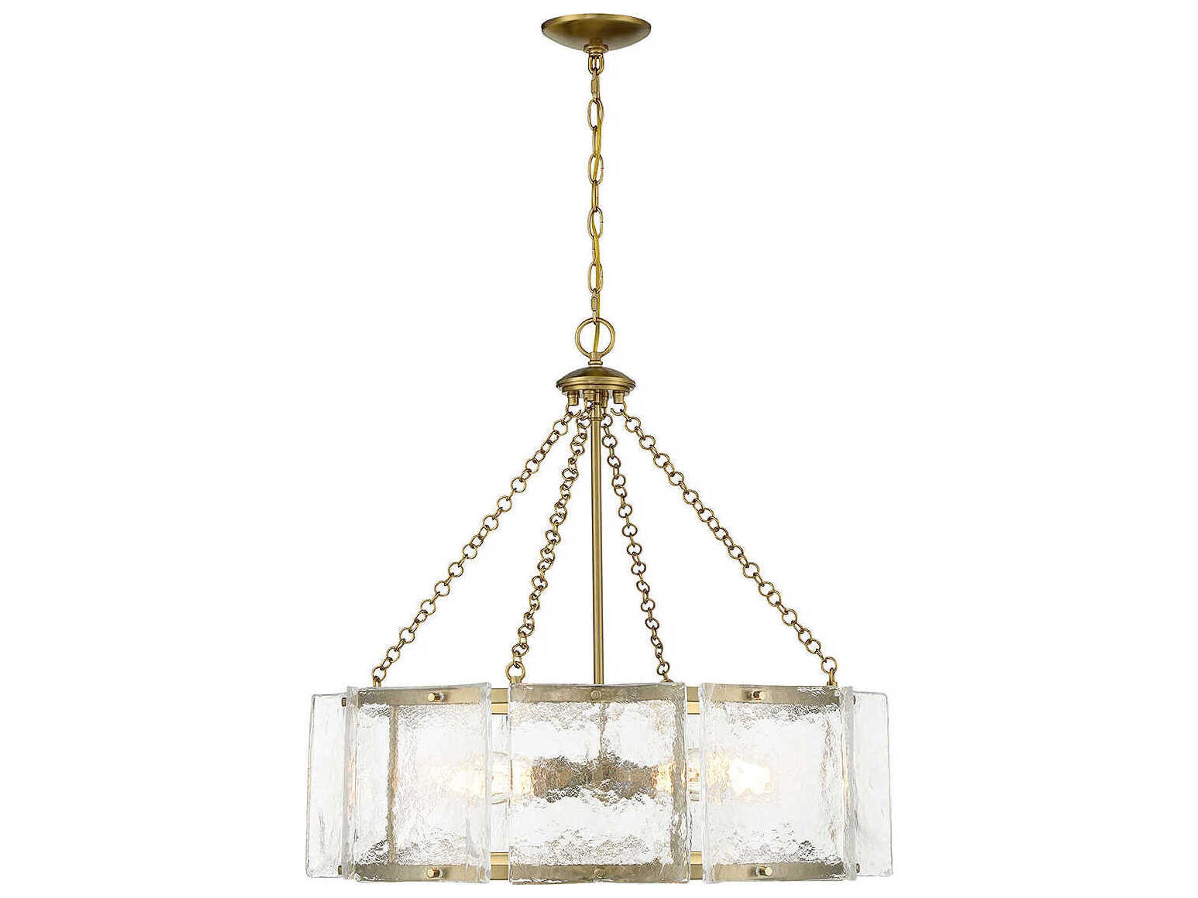 Genry 5-Light Warm Brass Glass Pendant