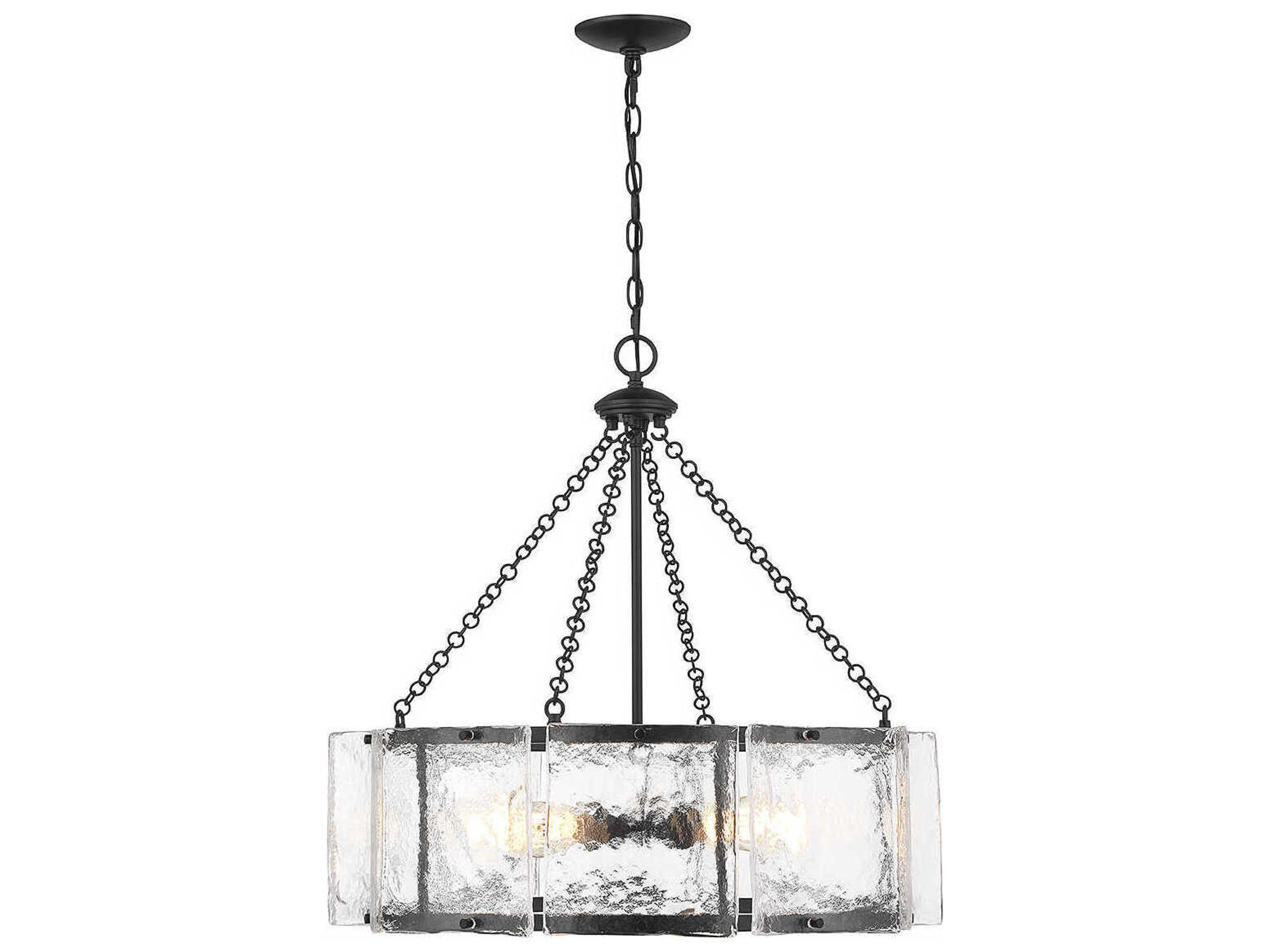 Genry 5-Light Matte Black Glass Pendant