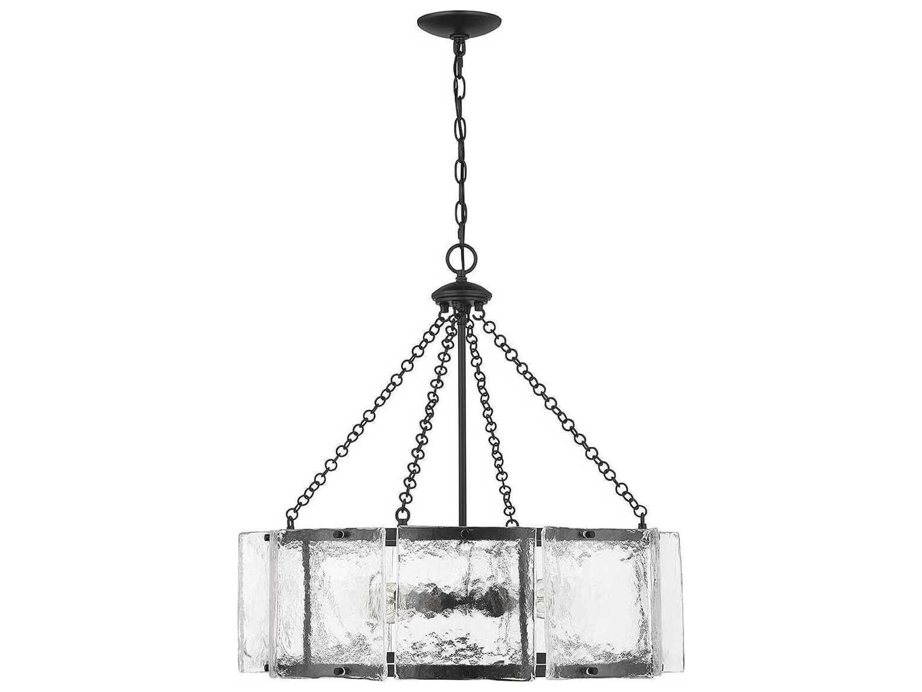 Savoy House Genry 5-Light Matte Black Glass Pendant
