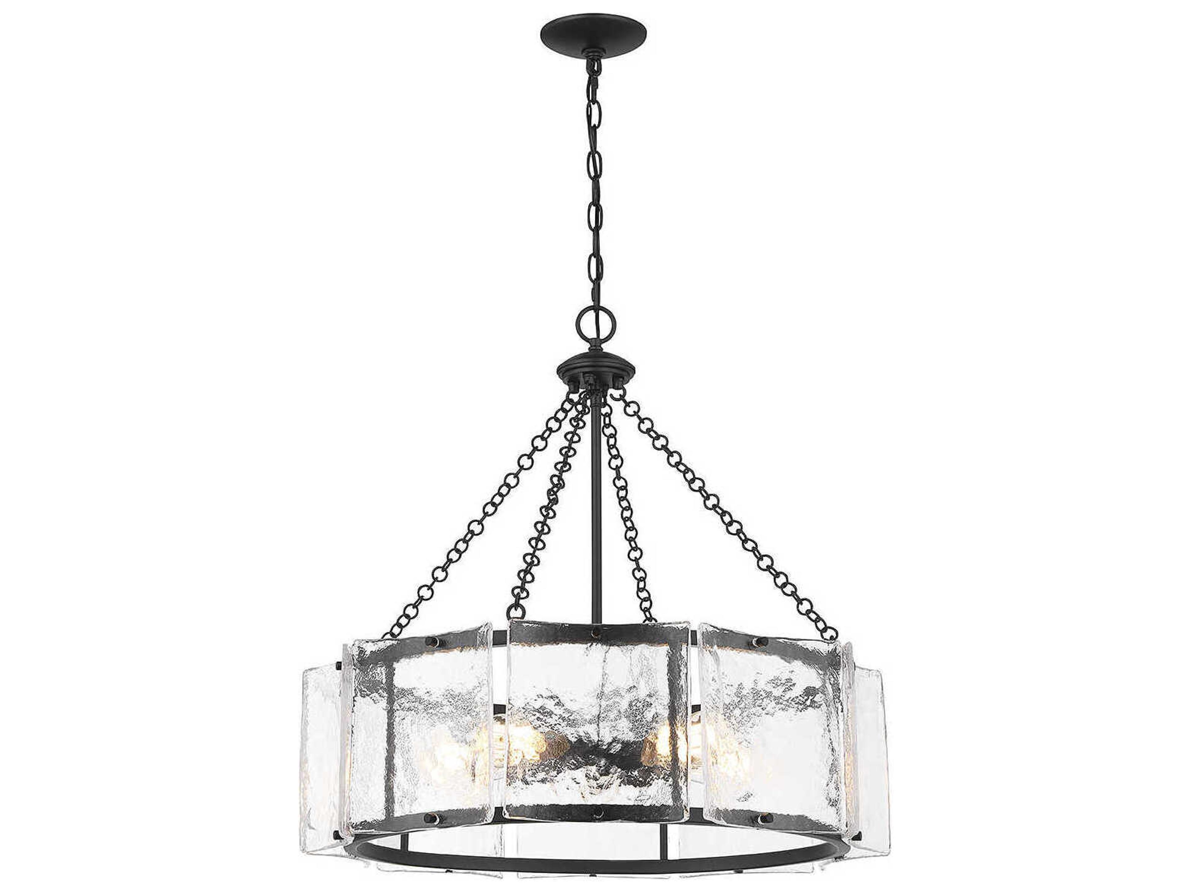 Savoy House Genry 5-Light Matte Black Glass Pendant