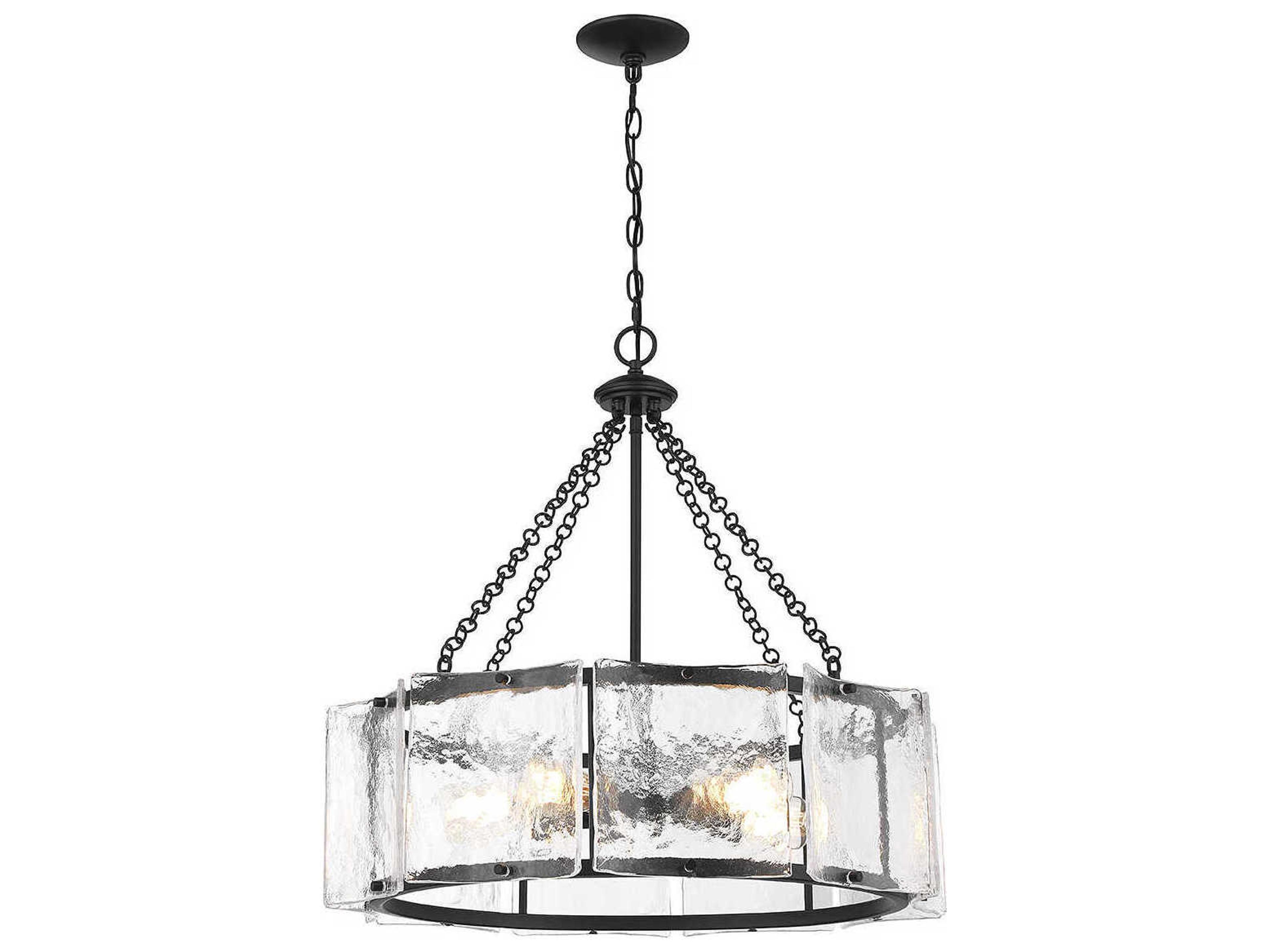 Savoy House Genry 5-Light Matte Black Glass Pendant