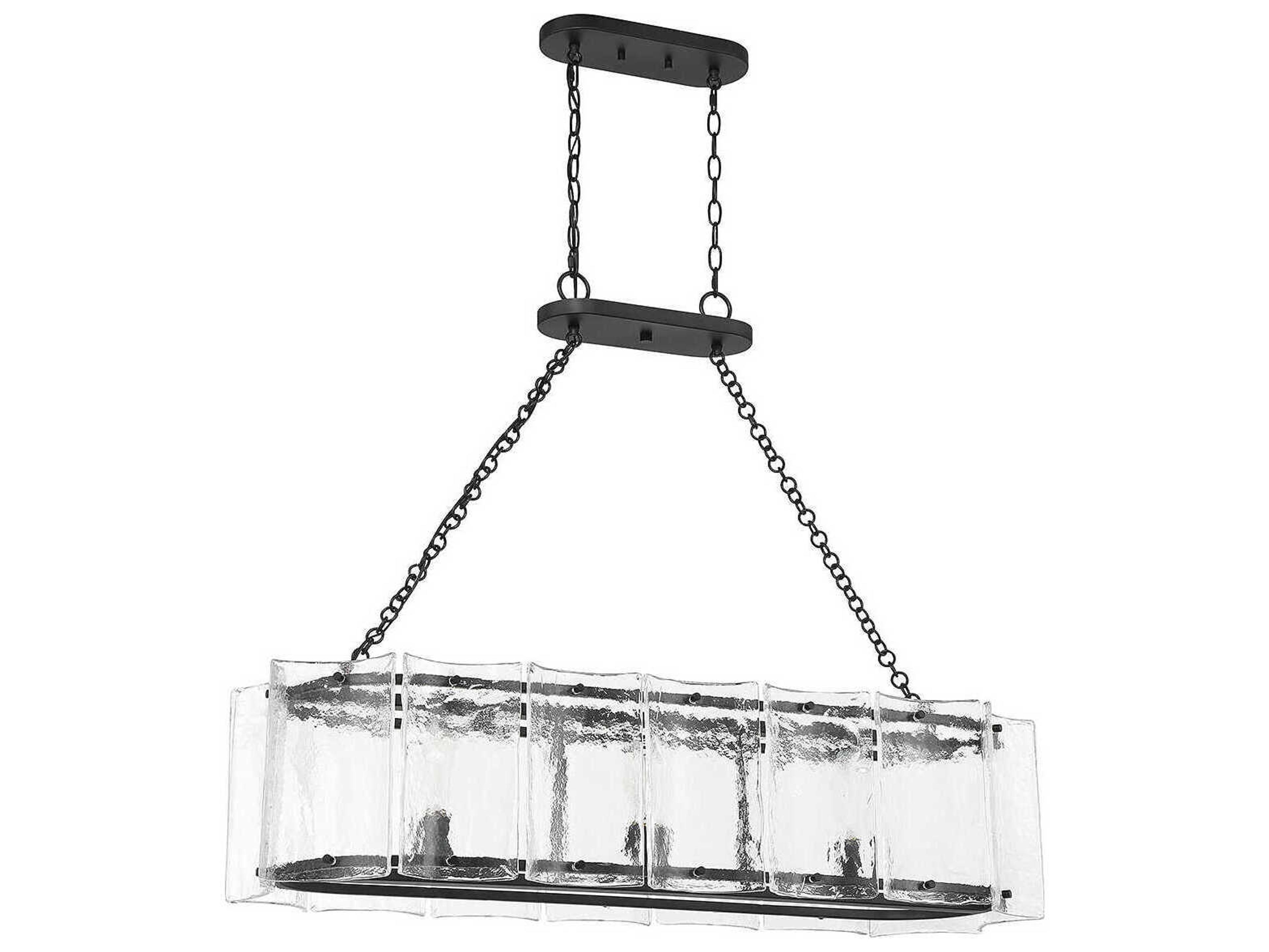 Savoy House Genry 3-Light Matte Black Glass Linear Island Pendant
