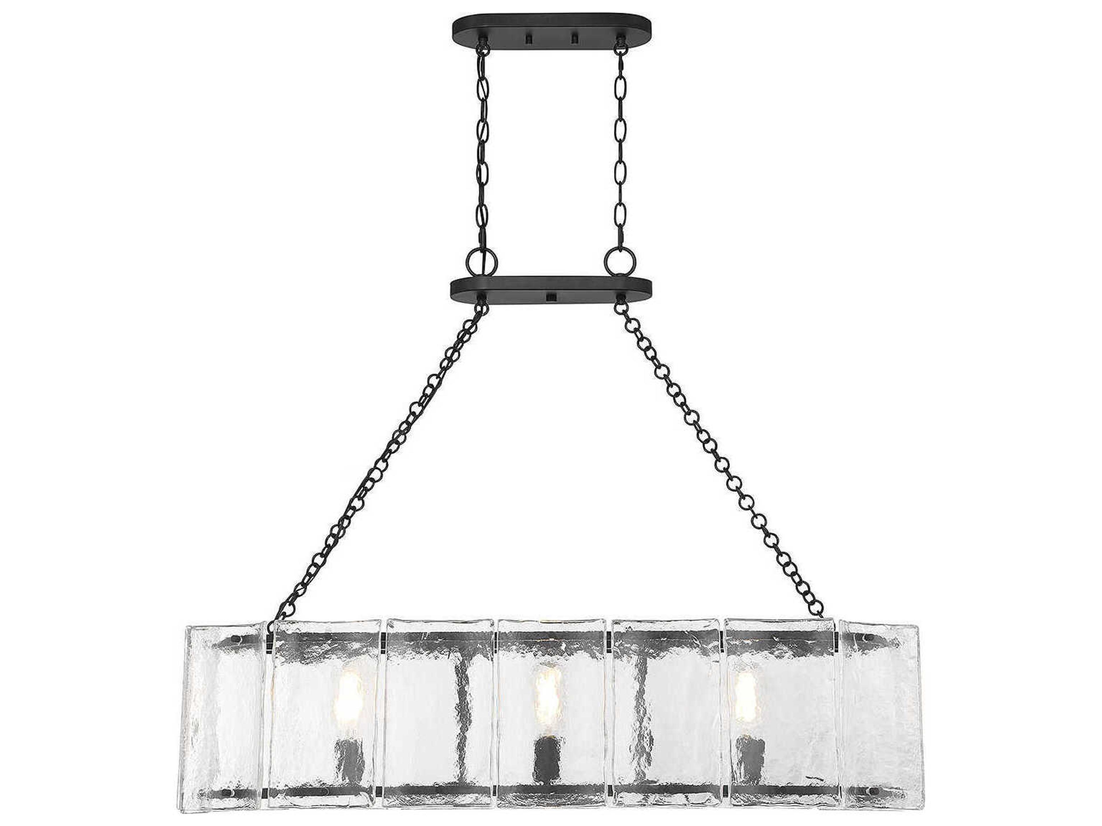 Savoy House Genry 3-Light Matte Black Glass Linear Island Pendant