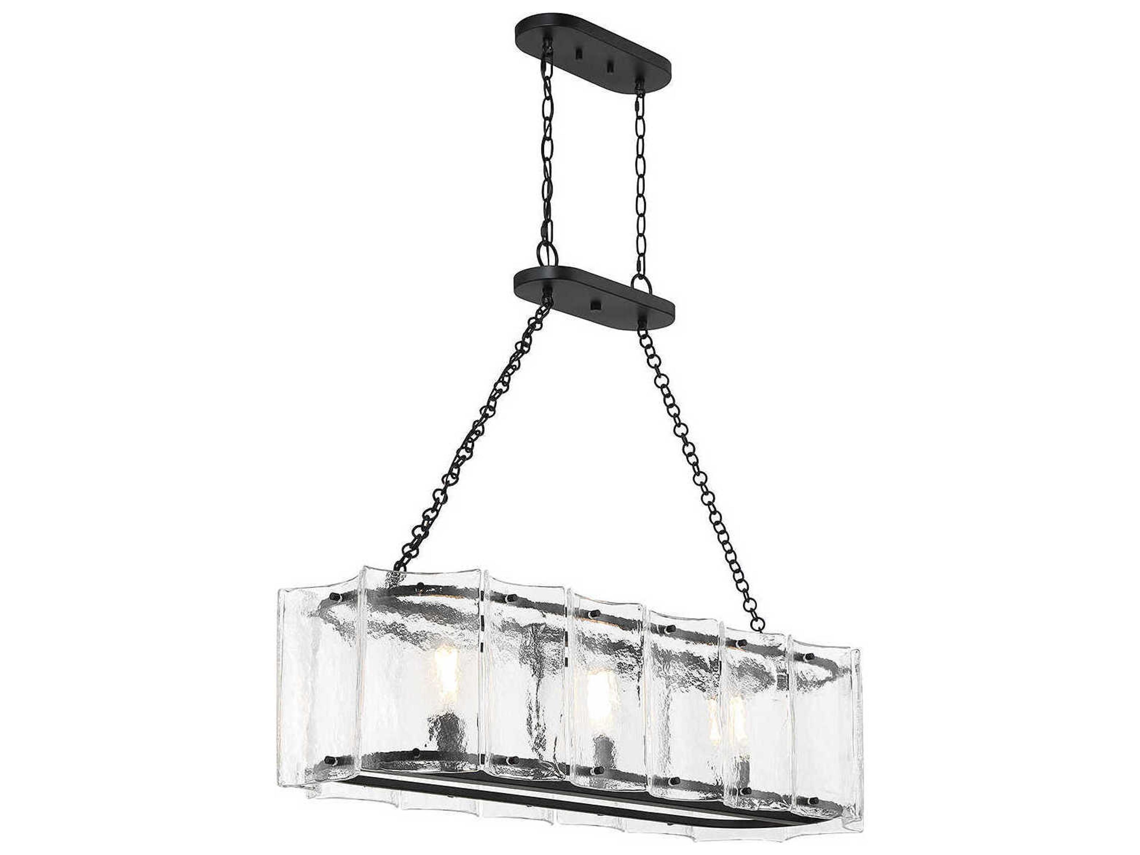 Savoy House Genry 3-Light Matte Black Glass Linear Island Pendant