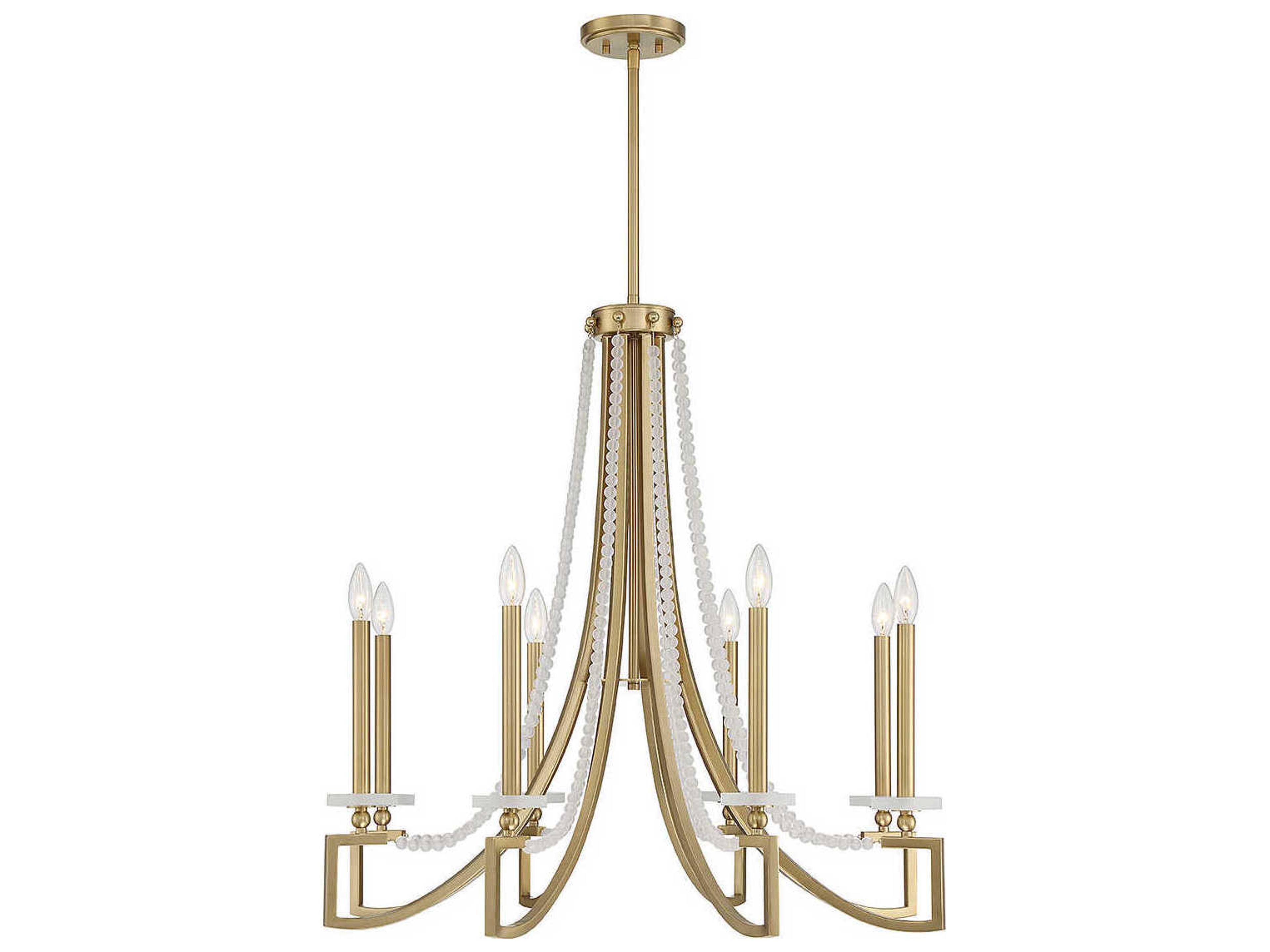 Helen 8-Light Warm Brass Glass Candelabra Chandelier