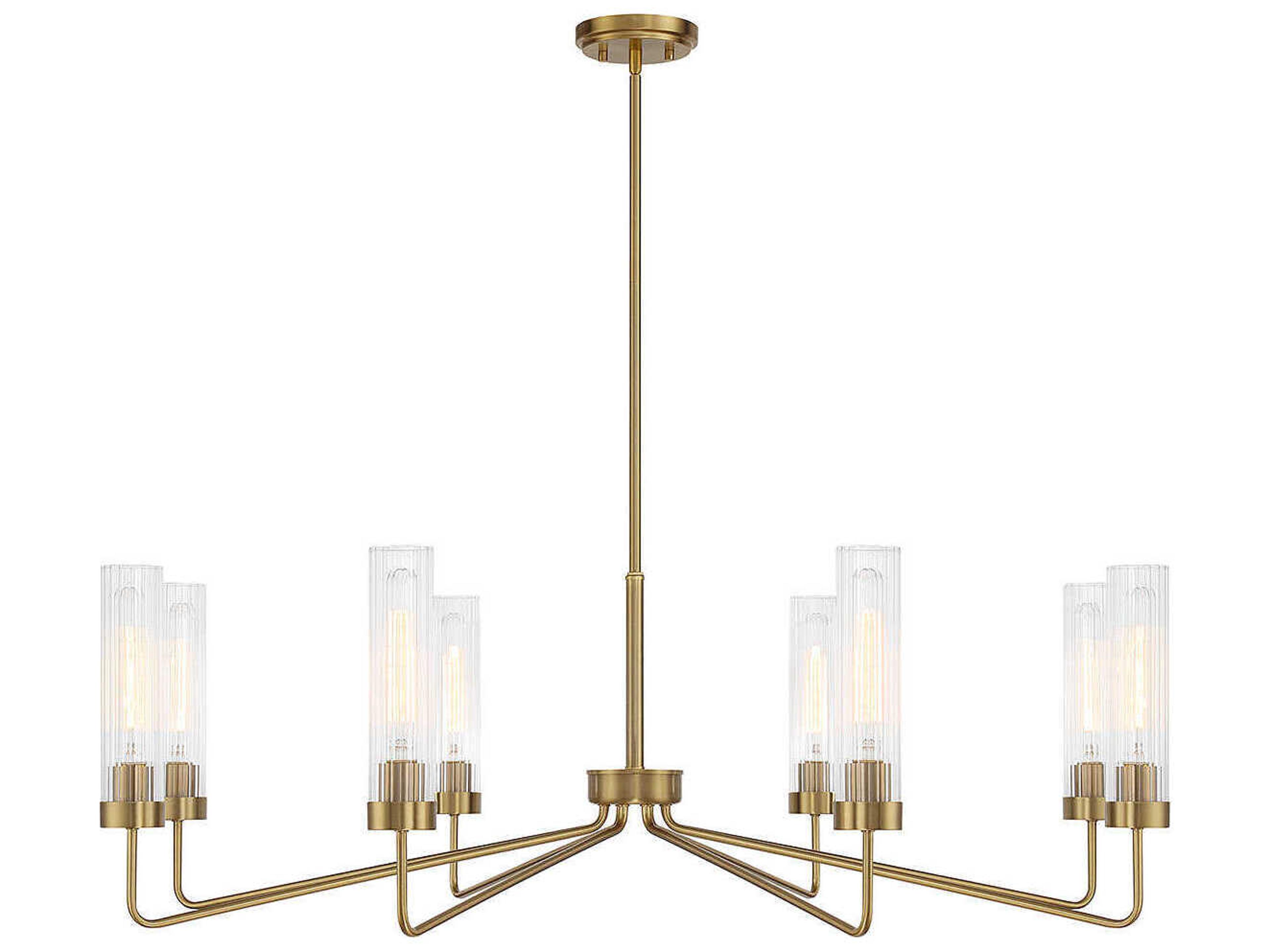 Baker 8-Light Warm Brass Glass Cylinder Chandelier