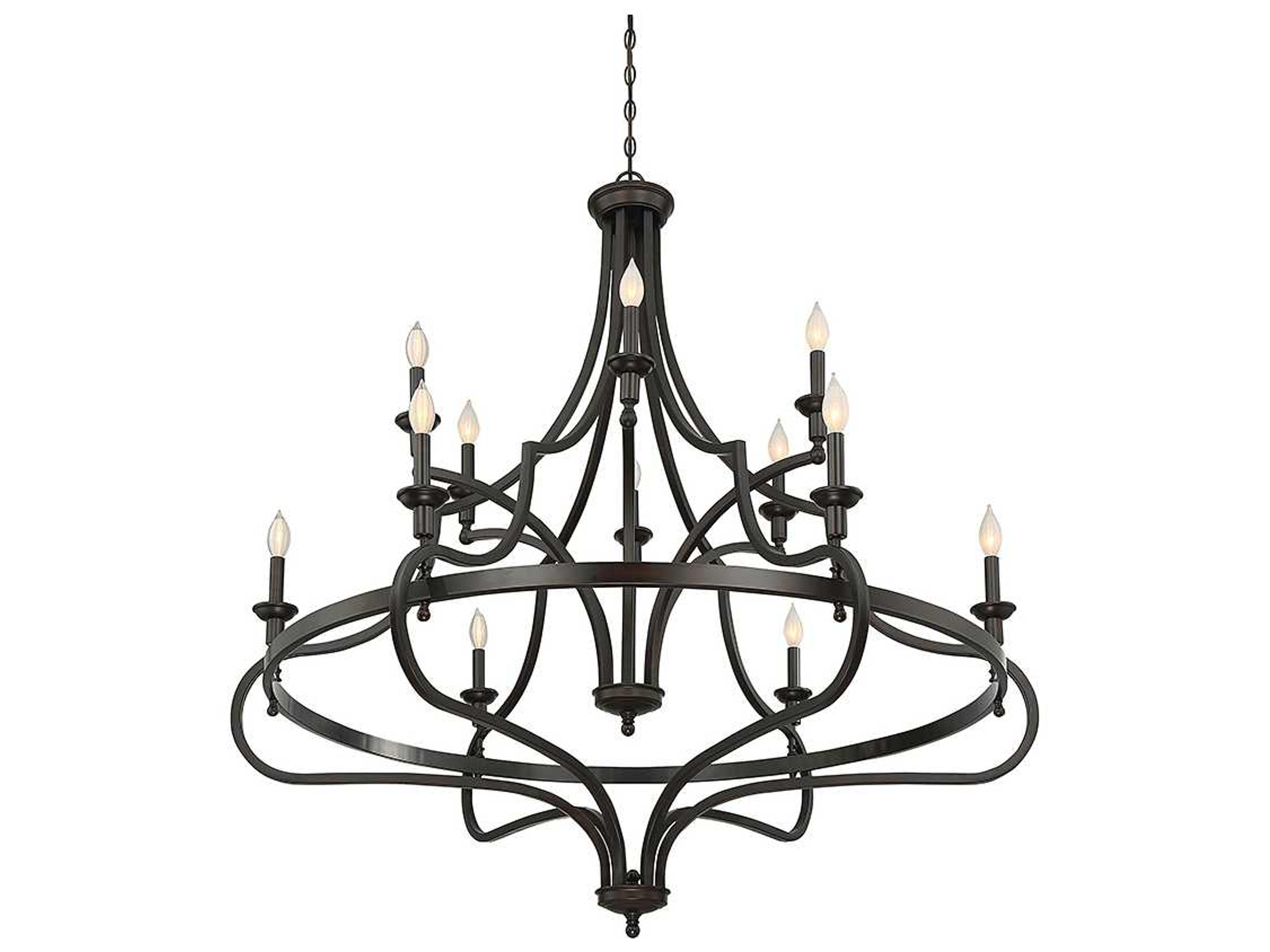 Savoy House Shields 12-Light English Bronze Candelabra Tiered Chandelier