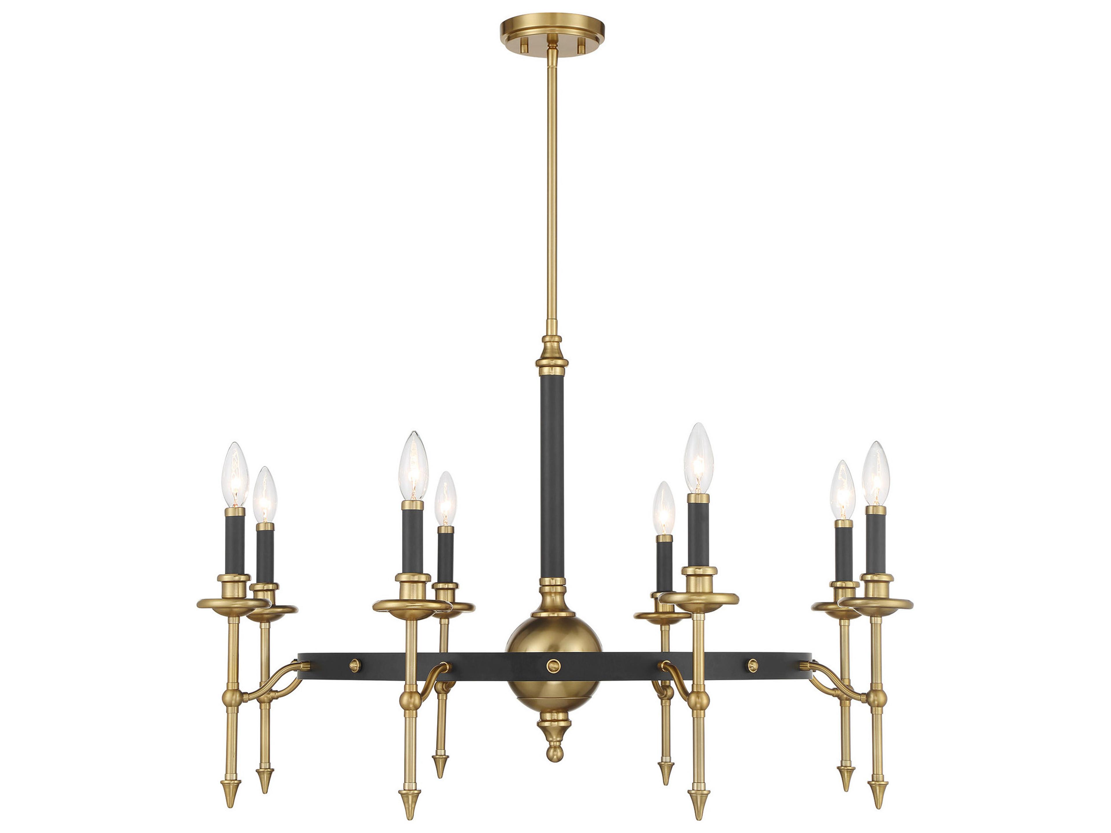 Consulate 8-Light Matte Black Warm Brass Traditional Candelabra Chandelier