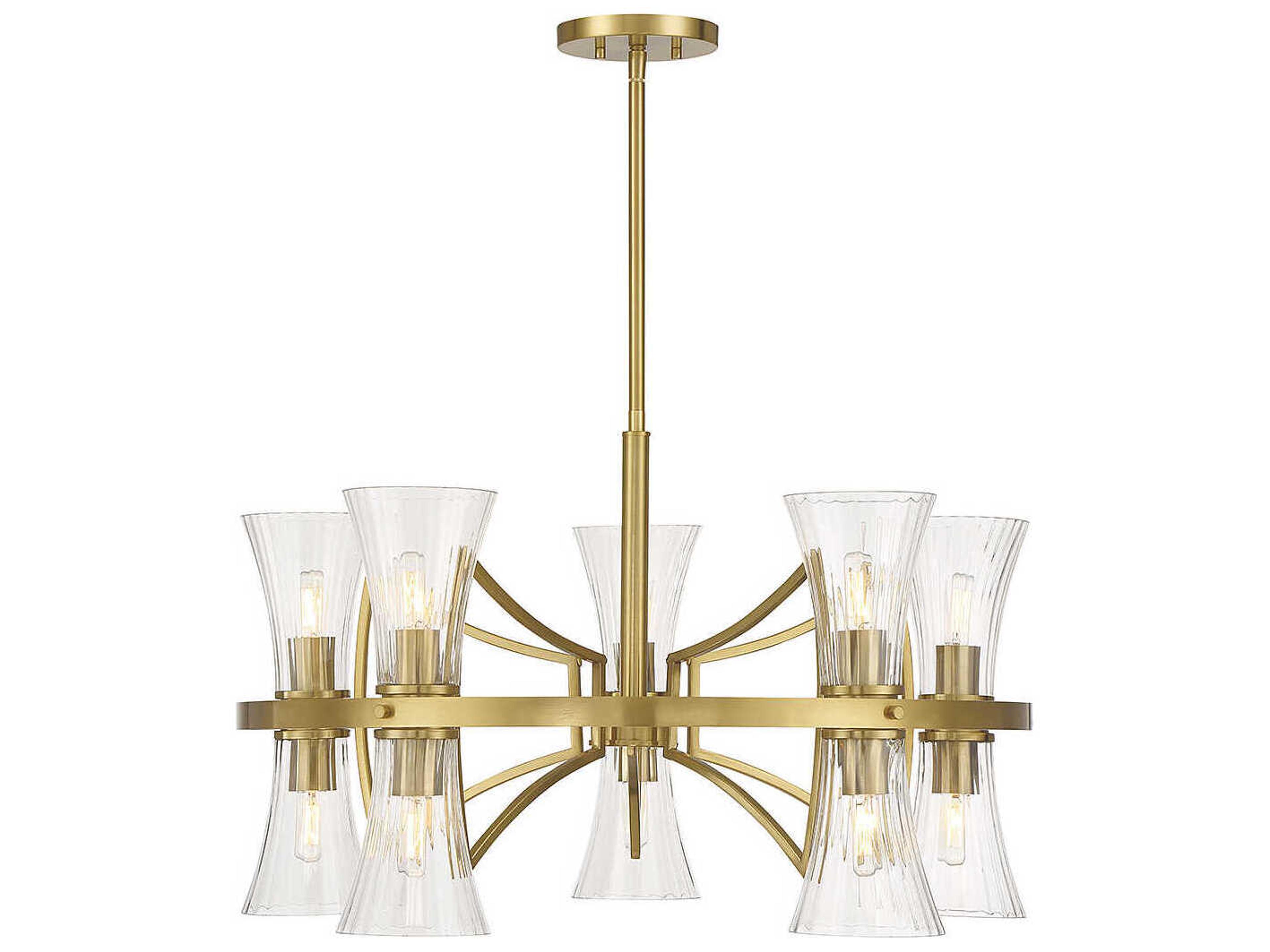 Bennington 10-Light Warm Brass Glass Chandelier