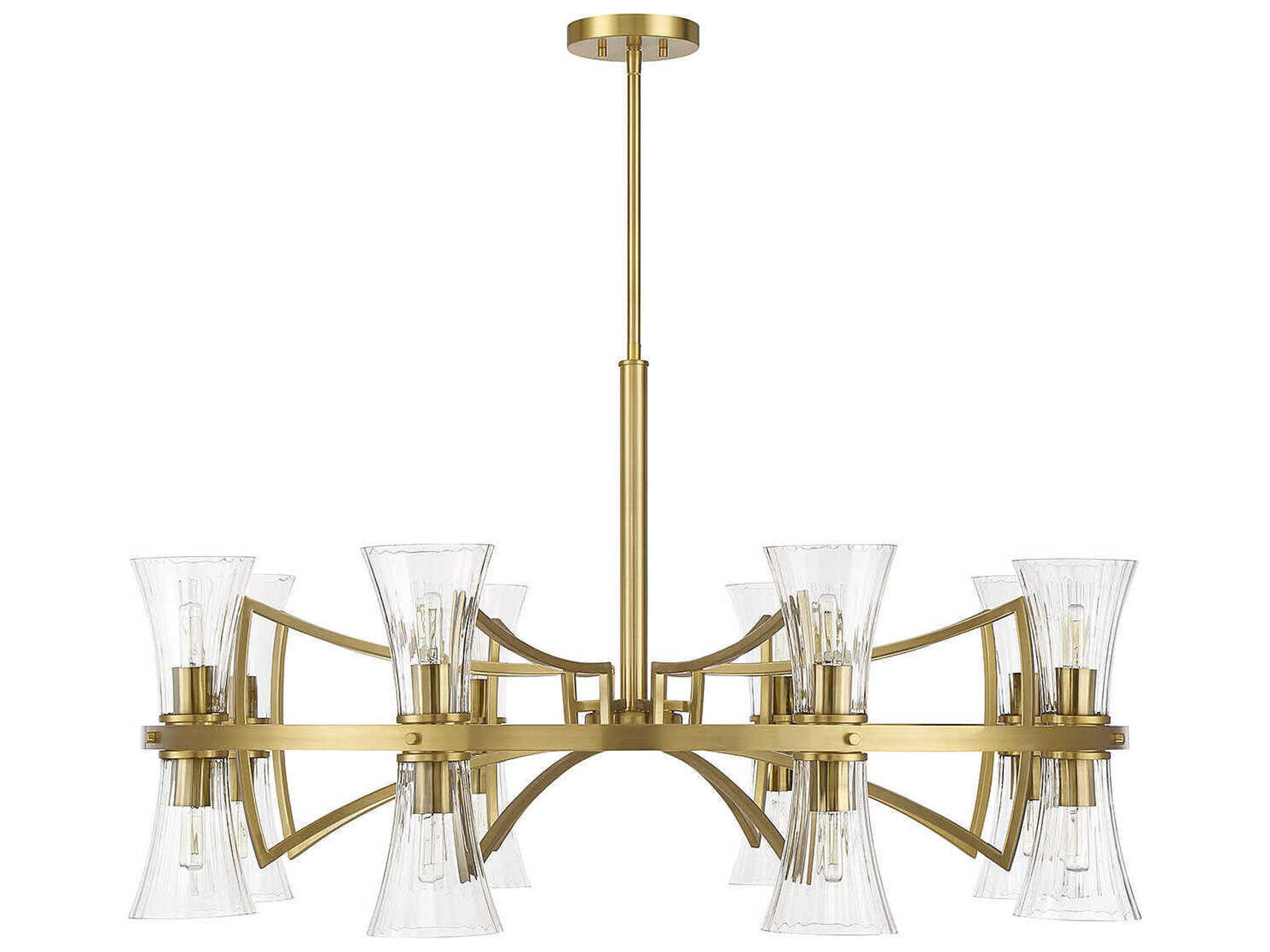 Savoy House Bennington 16-Light Warm Brass Glass Chandelier