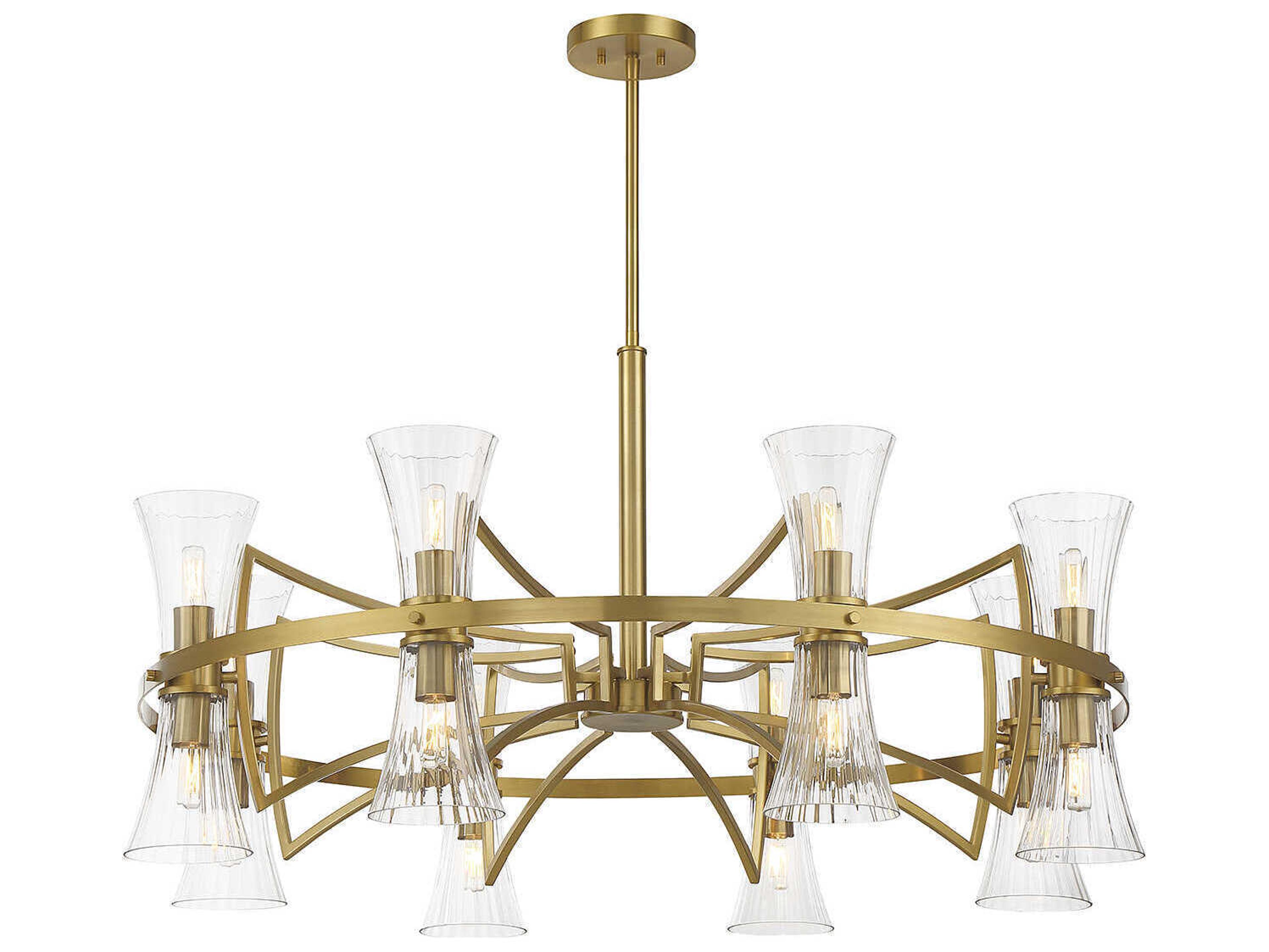 Savoy House Bennington 16-Light Warm Brass Glass Chandelier