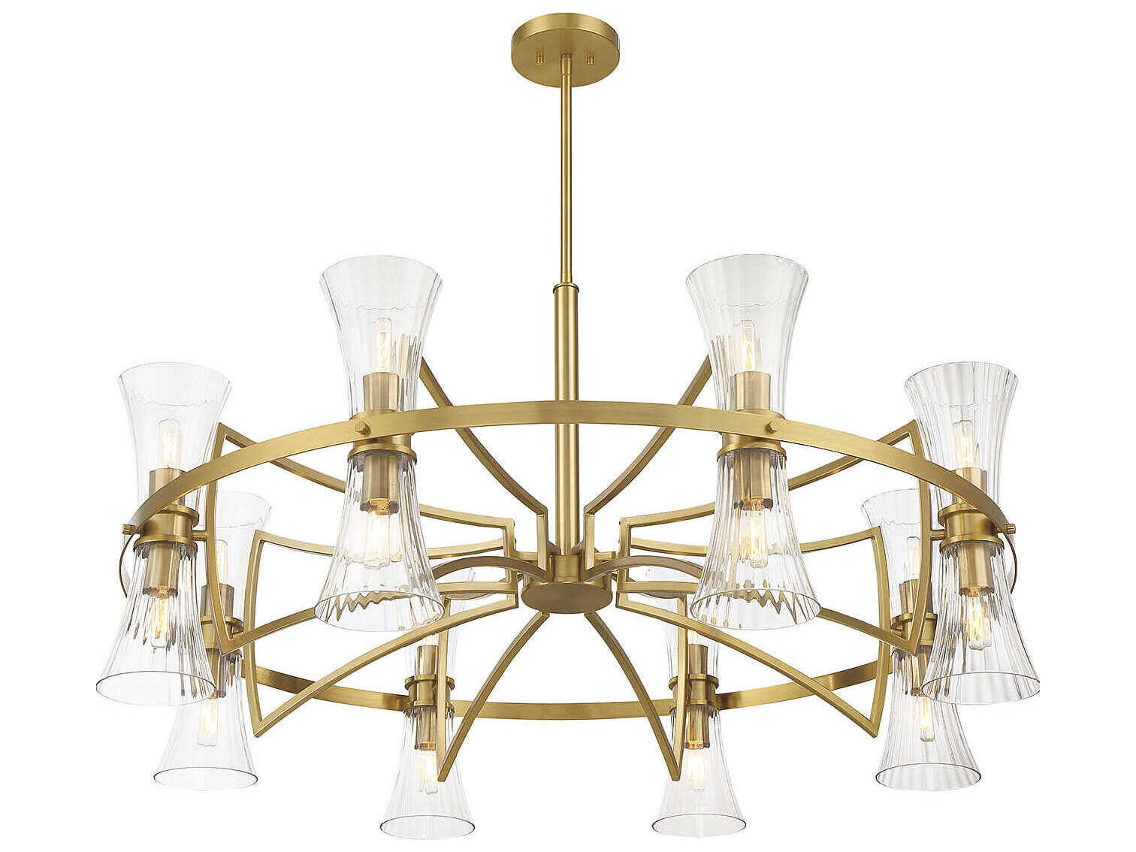 Savoy House Bennington 16-Light Warm Brass Glass Chandelier