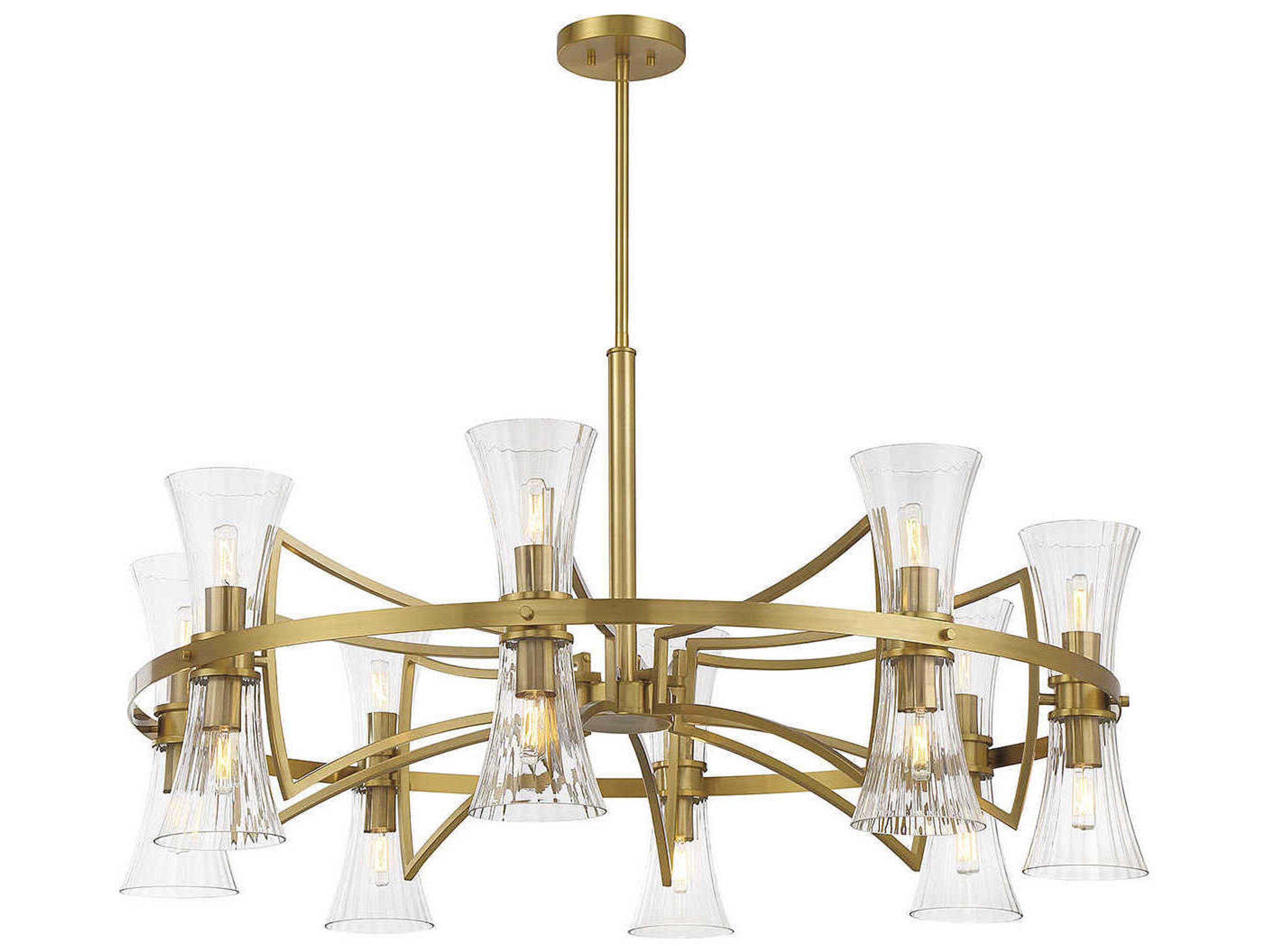 Savoy House Bennington 16-Light Warm Brass Glass Chandelier