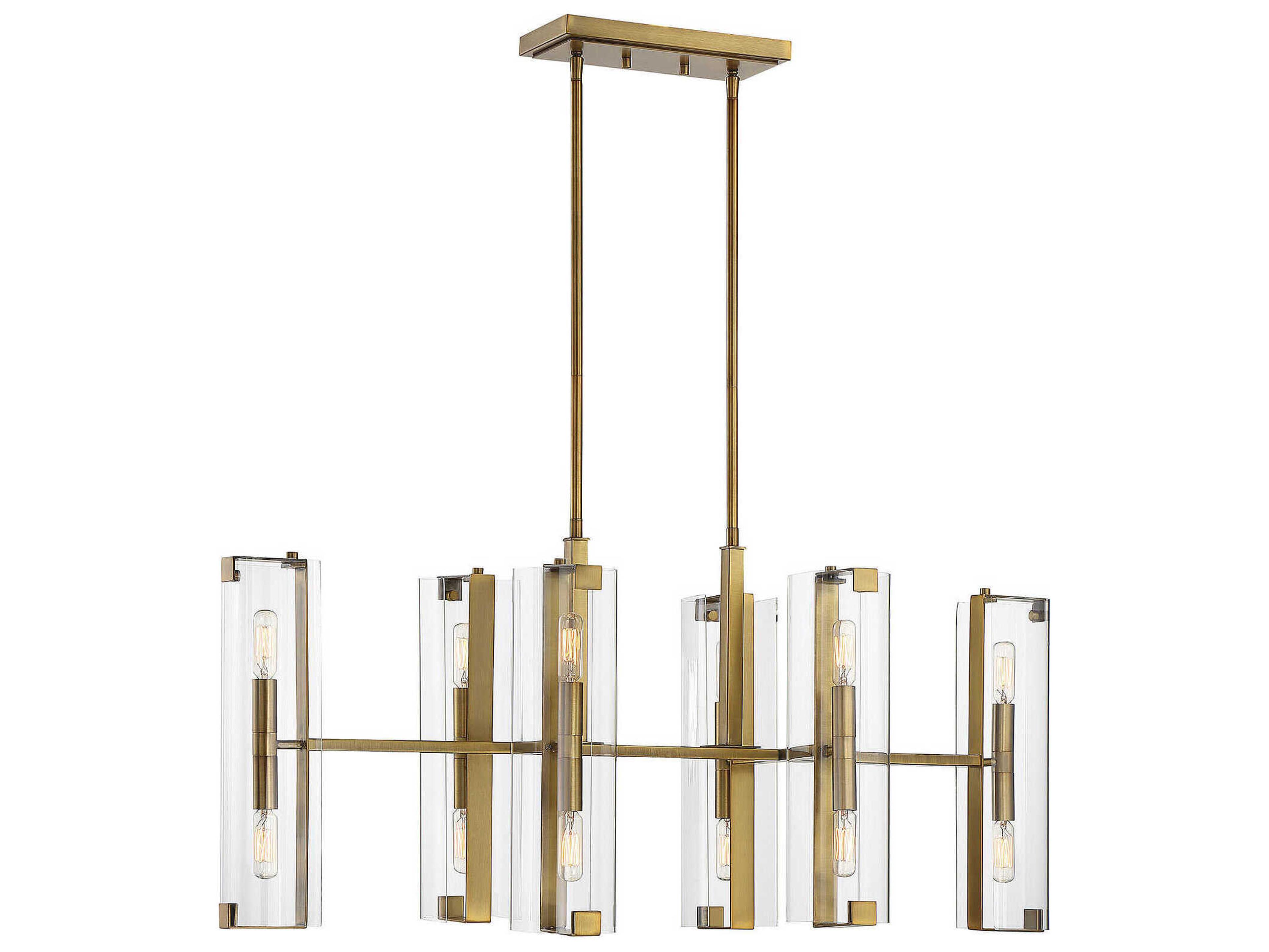 Winfield 12-Light Warm Brass Glass Linear Island Pendant
