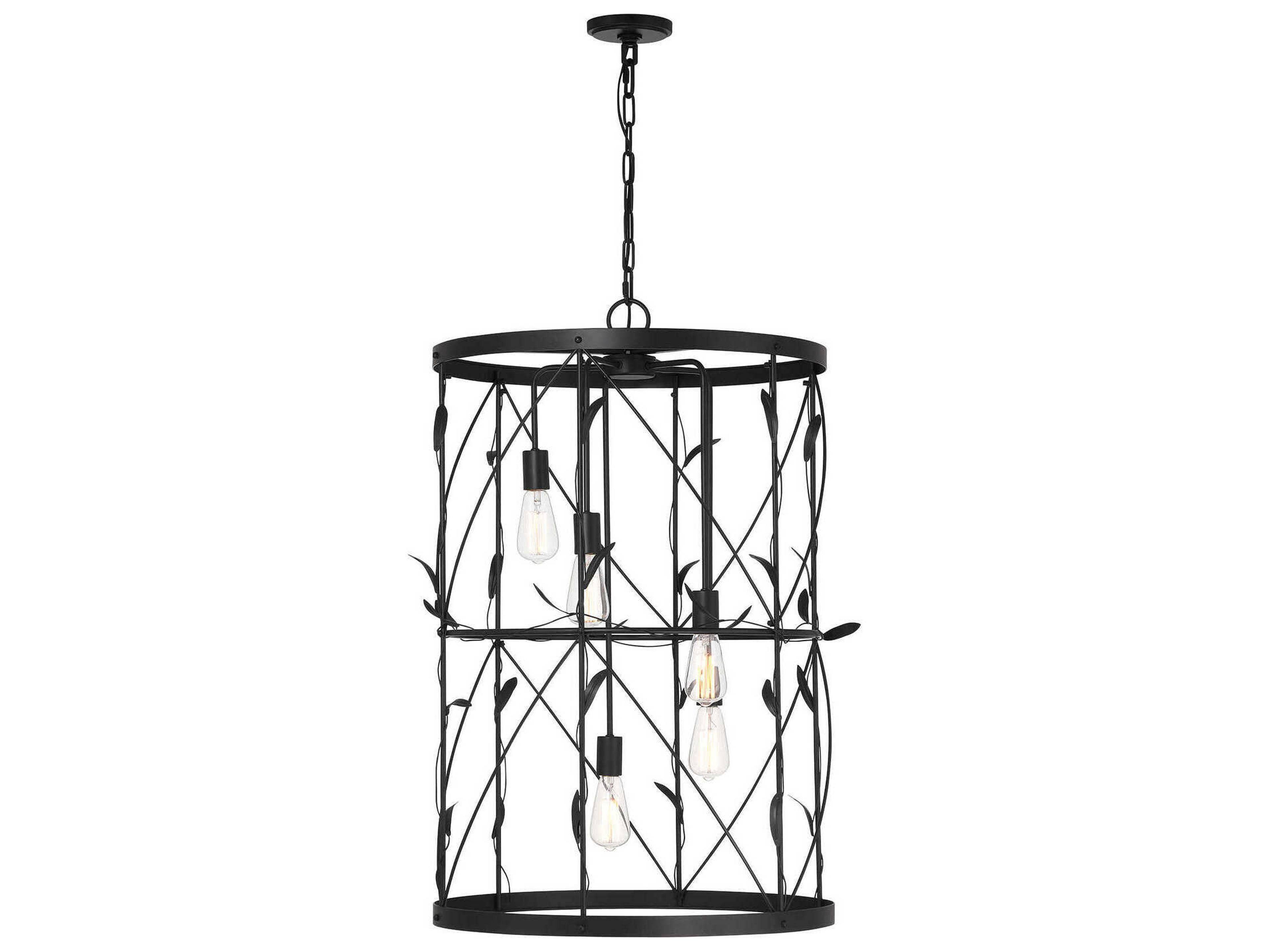Lexington 5-Light Matte Black Cylinder Pendant