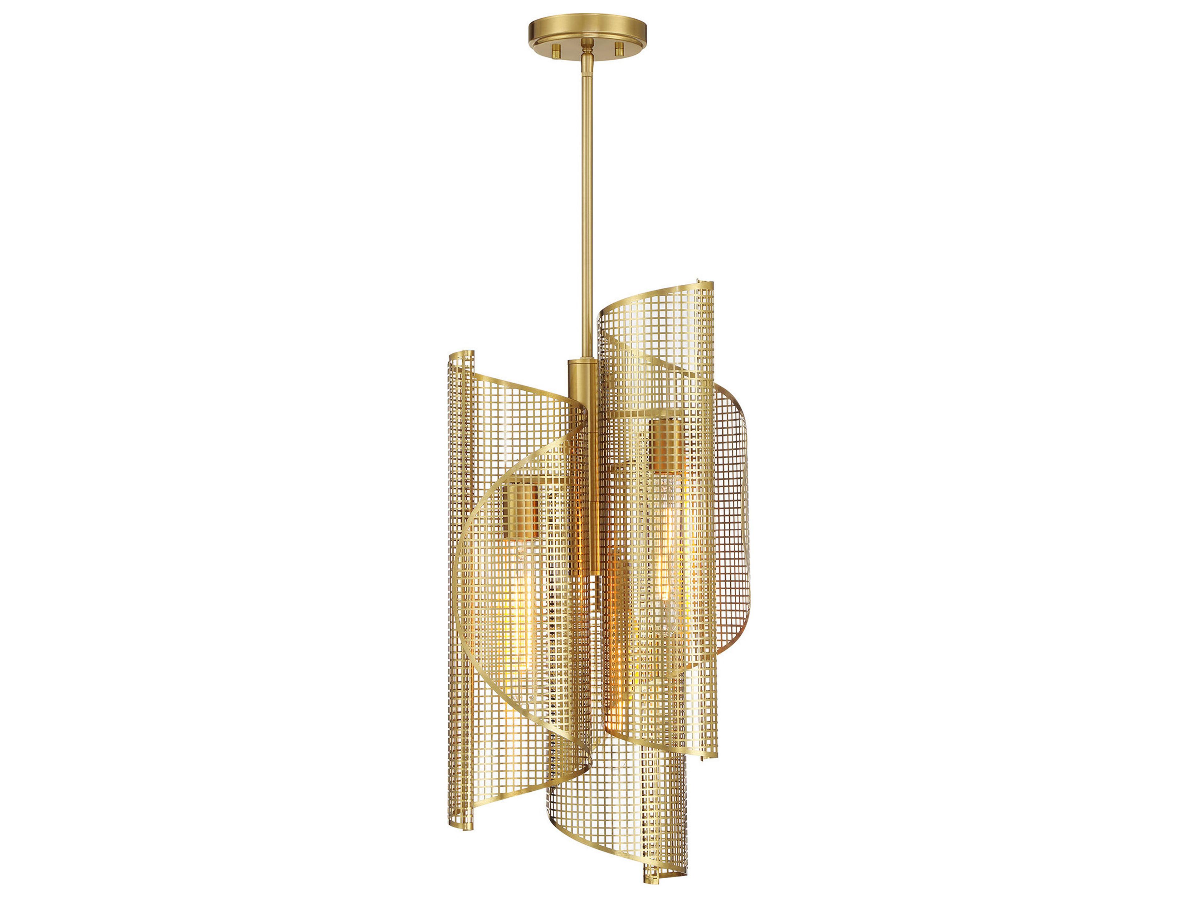 Hillbourne 3-Light Warm Brass Cylinder Pendant