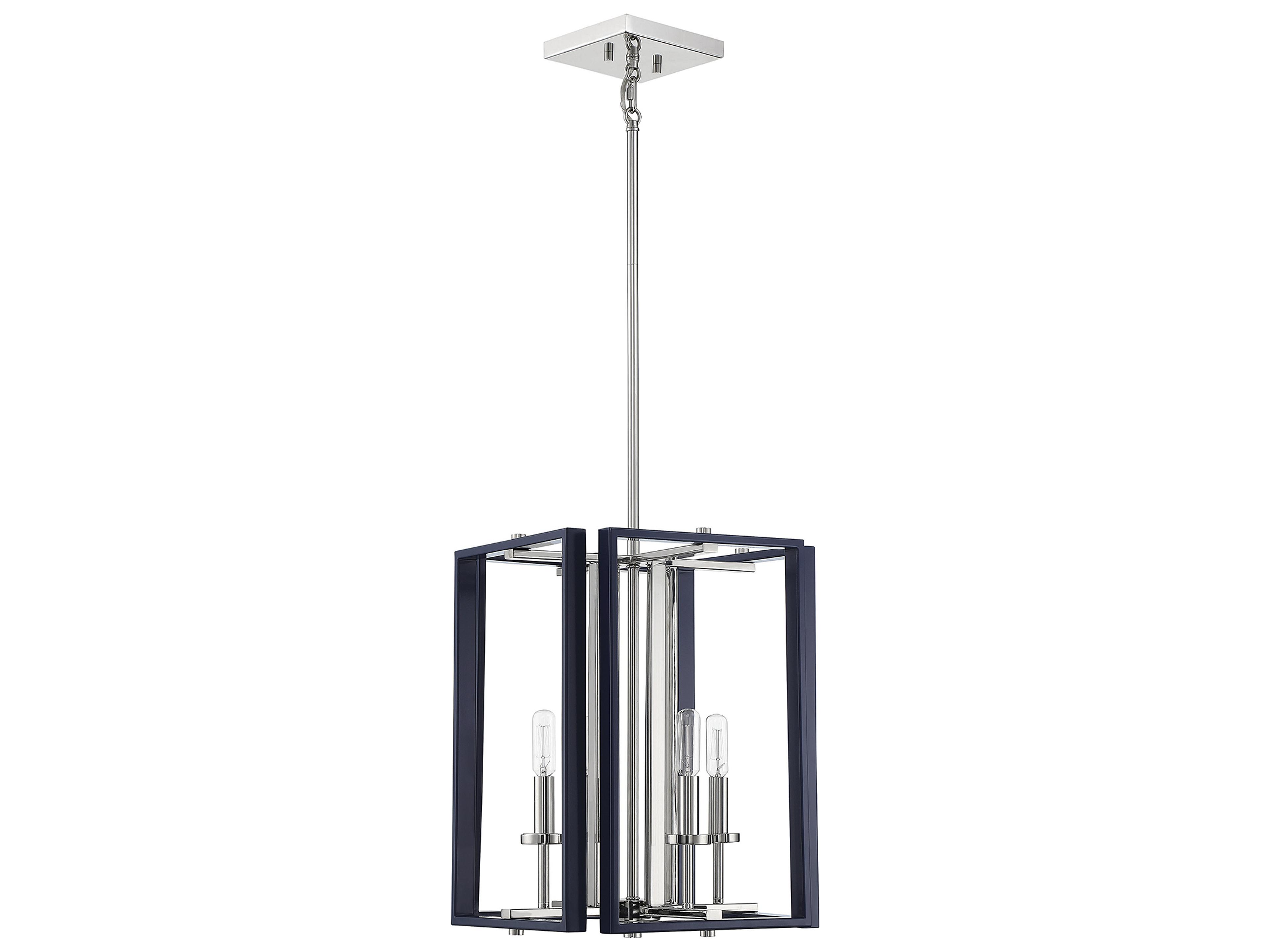 Savoy House Champlin 4-Light Navy Polished Nickel Blue Glass Chandelier