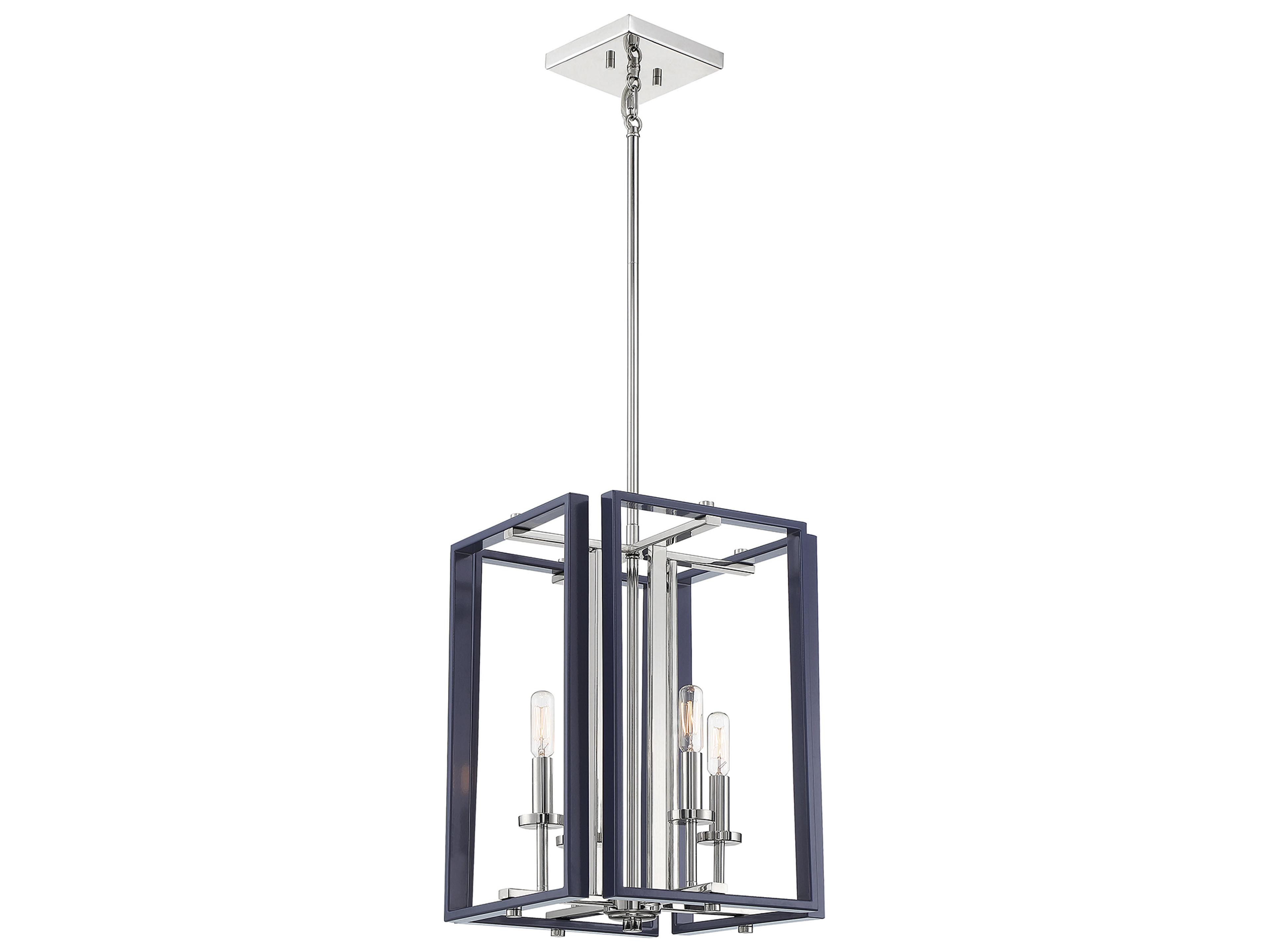 Savoy House Champlin 4-Light Navy Polished Nickel Blue Glass Chandelier