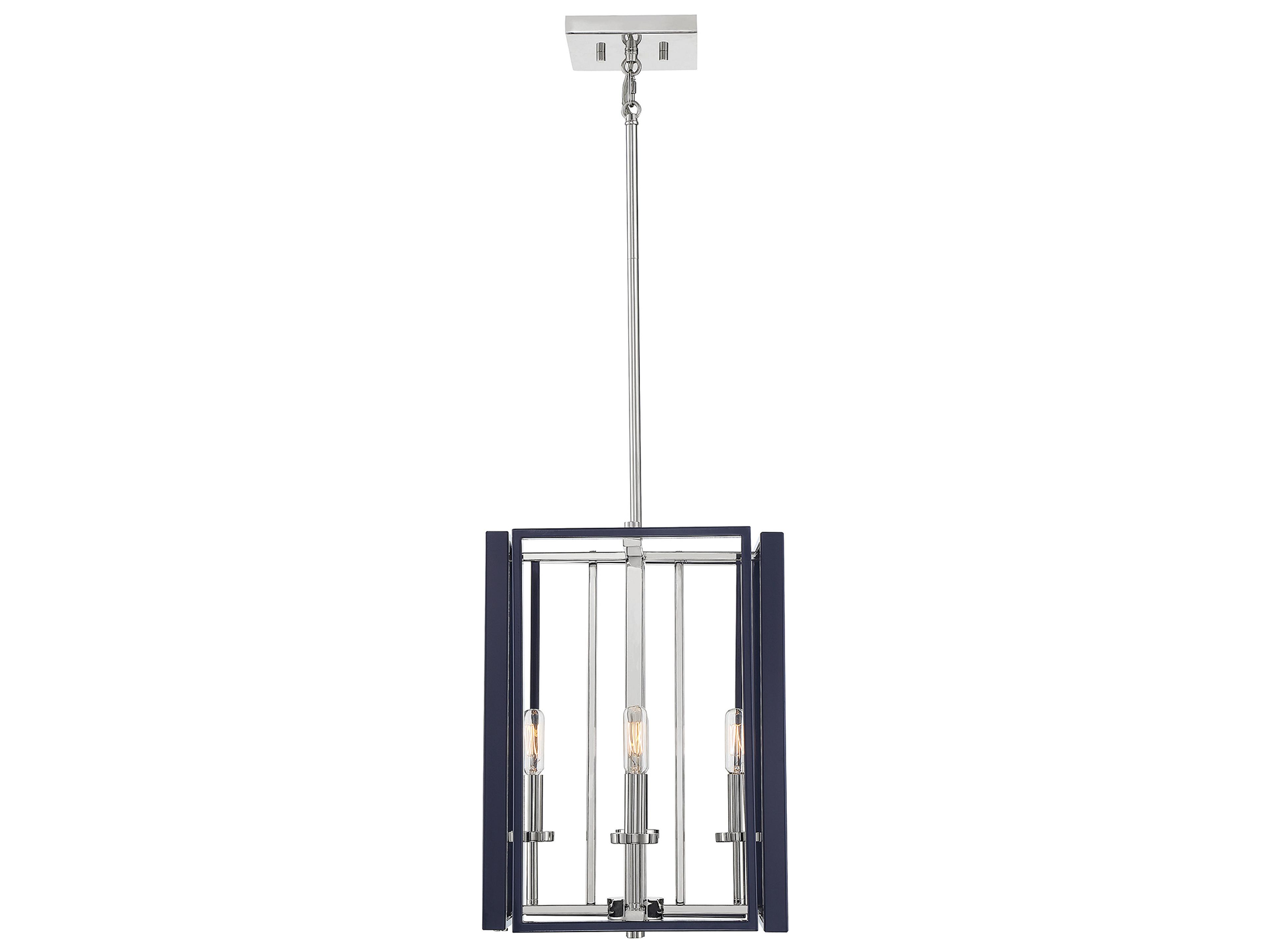 Savoy House Champlin 4-Light Navy Polished Nickel Blue Glass Chandelier