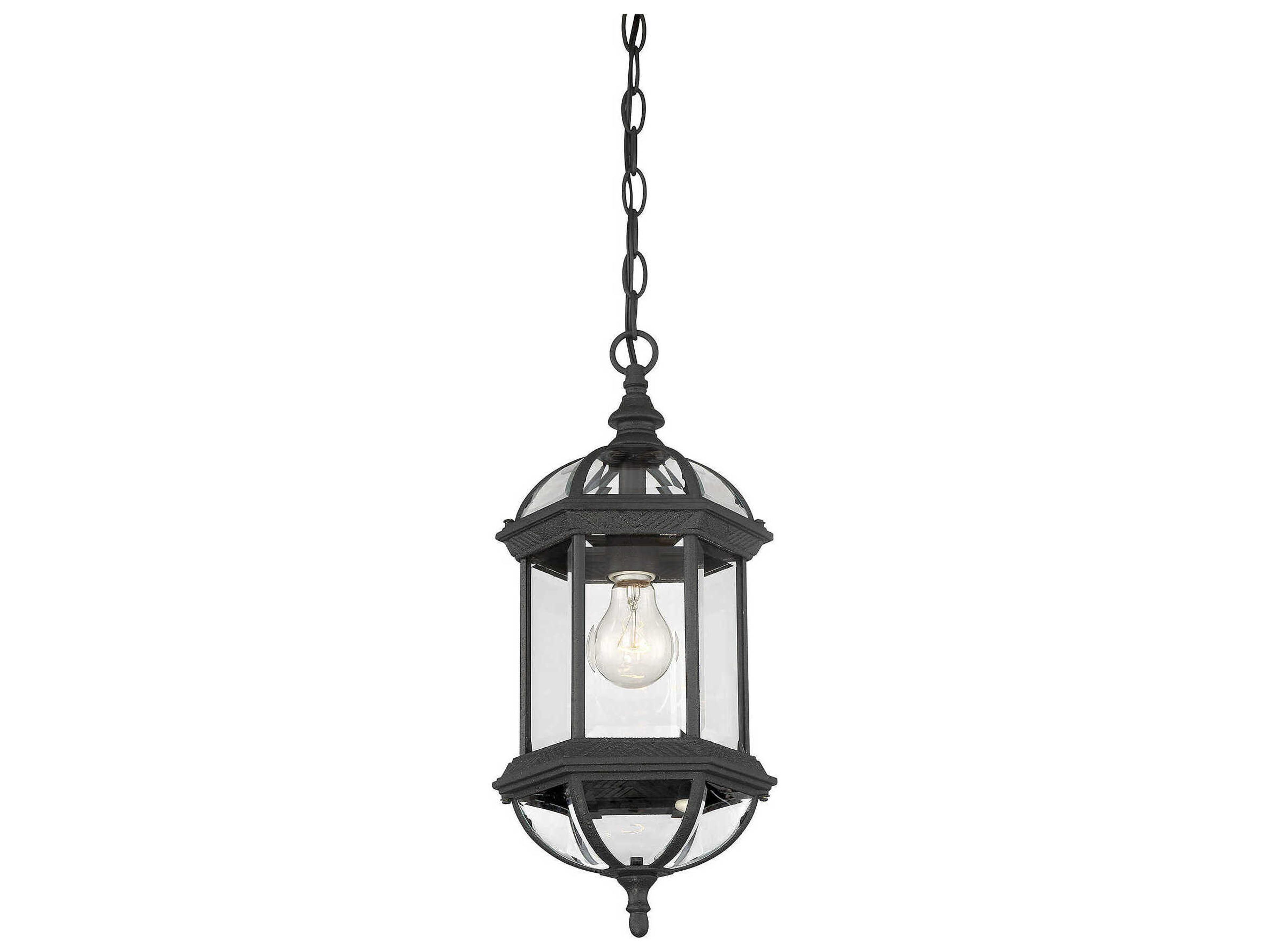 Savoy House Kensington 1-Light Textured Black Glass Lantern Mini Pendant