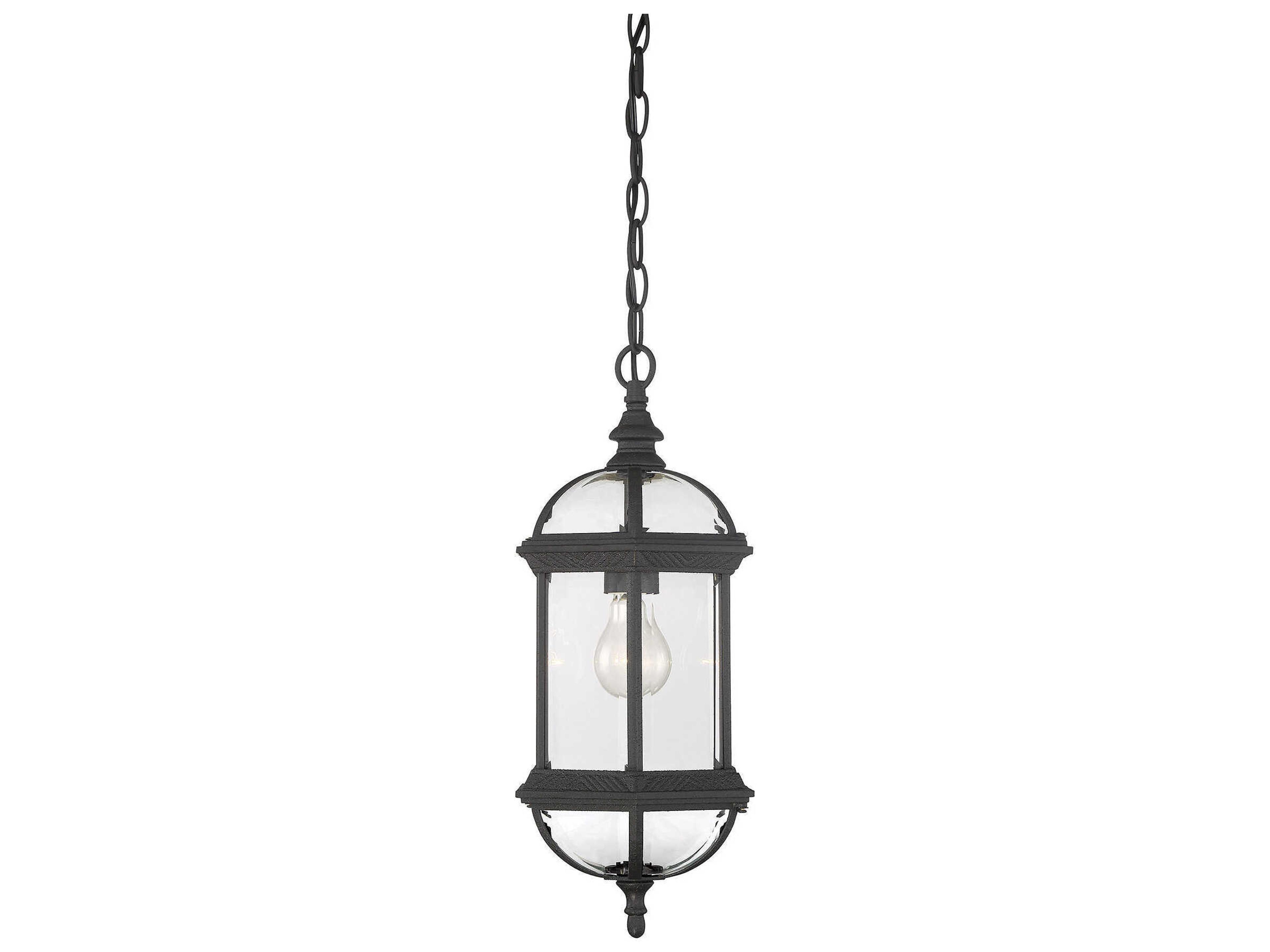 Savoy House Kensington 1-Light Textured Black Glass Lantern Mini Pendant