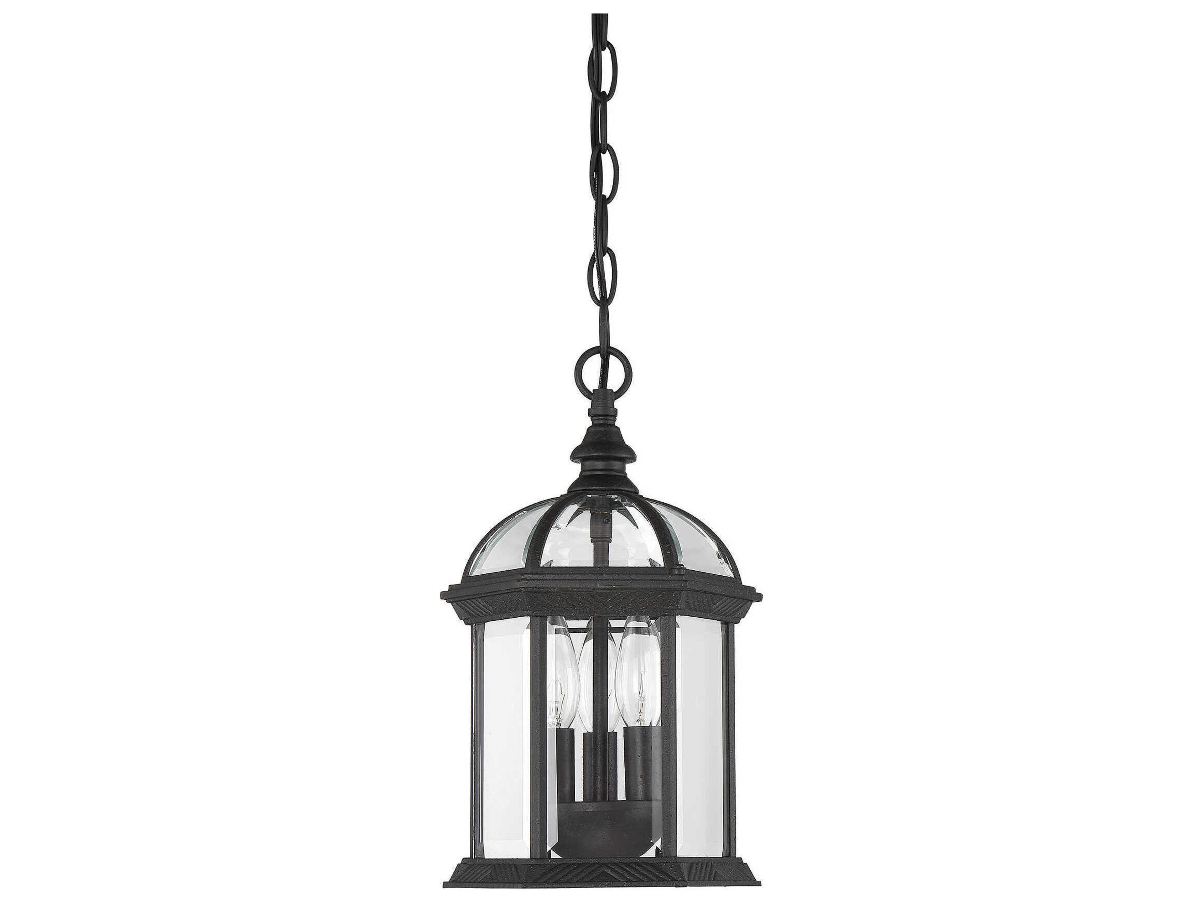 Savoy House Kensington 3-Light Textured Black Glass Lantern Mini Pendant