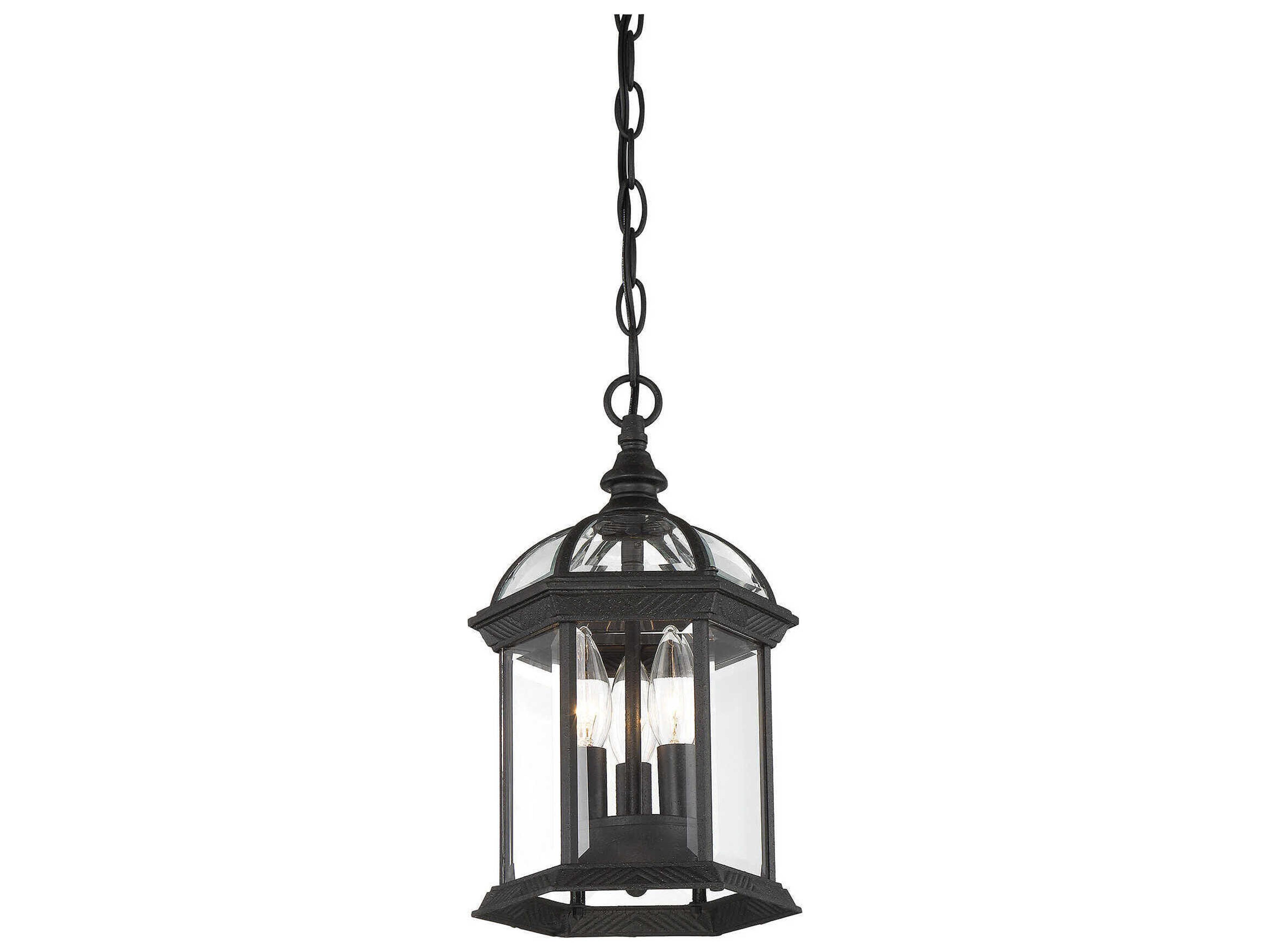 Savoy House Kensington 3-Light Textured Black Glass Lantern Mini Pendant