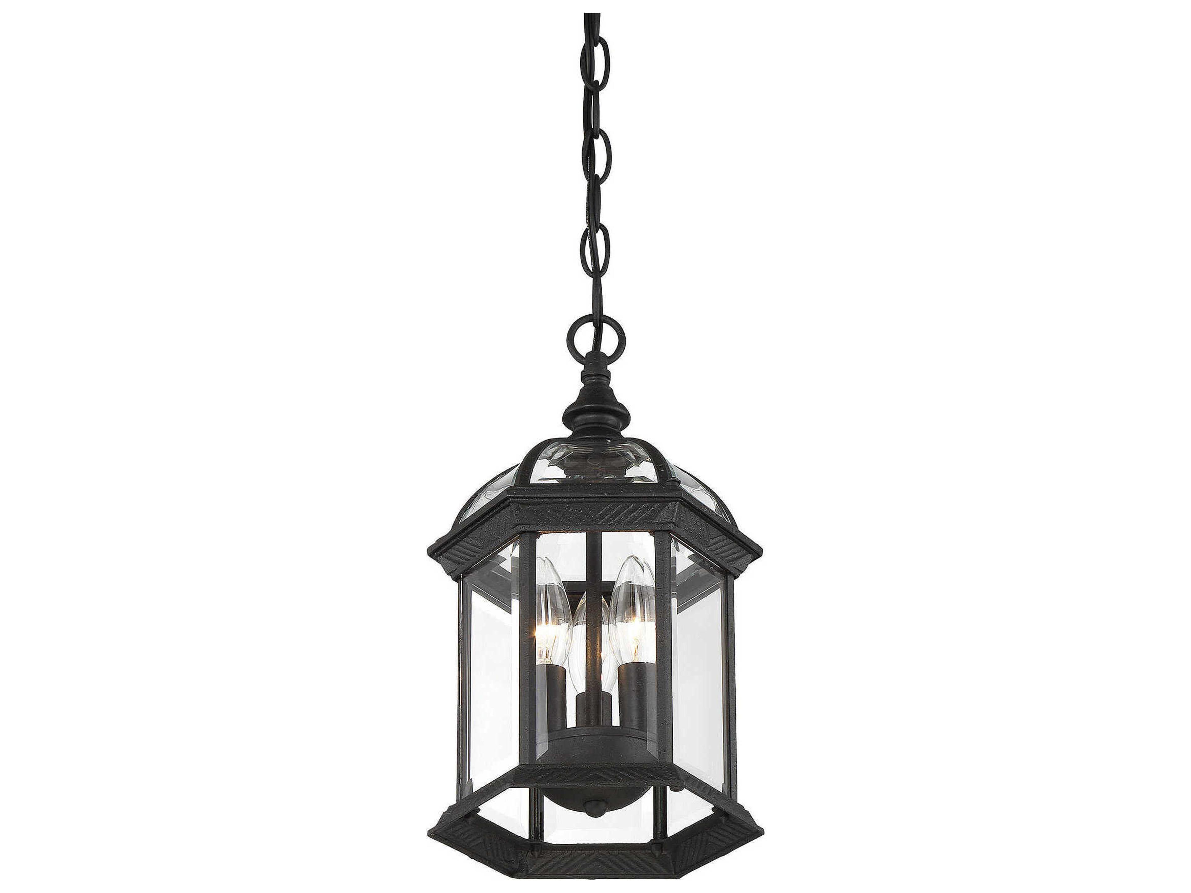 Savoy House Kensington 3-Light Textured Black Glass Lantern Mini Pendant