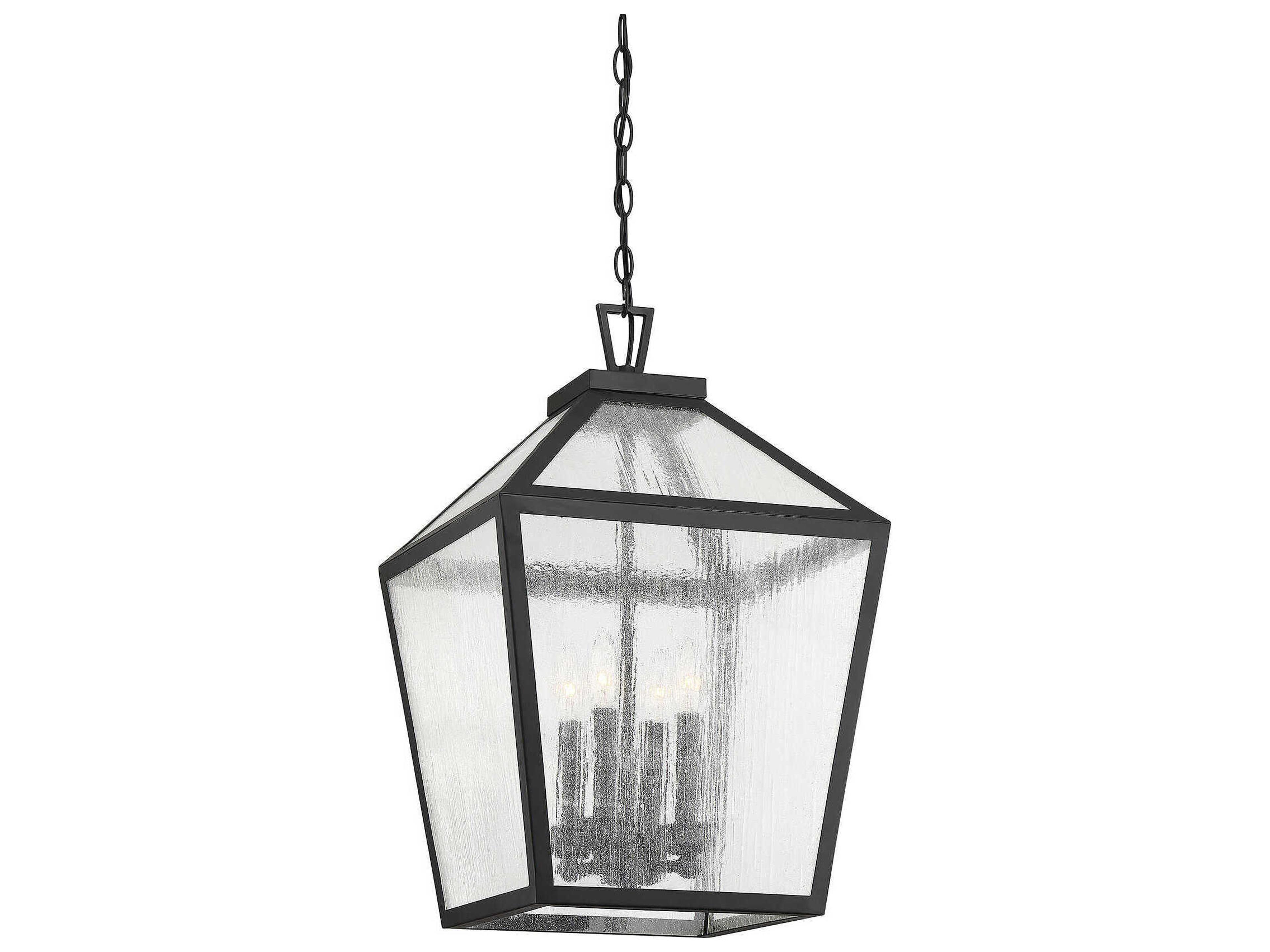 Savoy House Woodstock 4-Light Black Glass Pendant