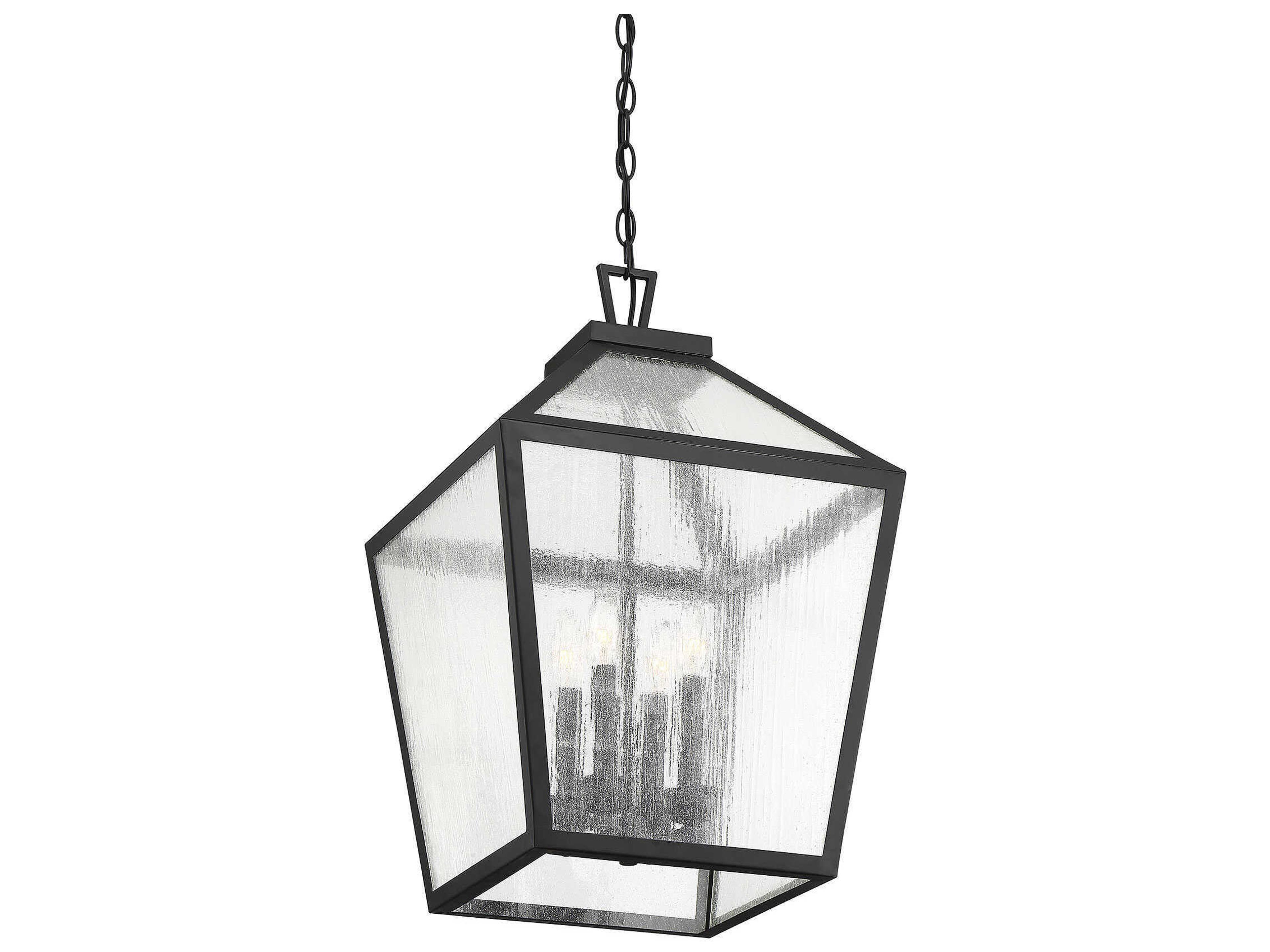 Savoy House Woodstock 4-Light Black Glass Pendant