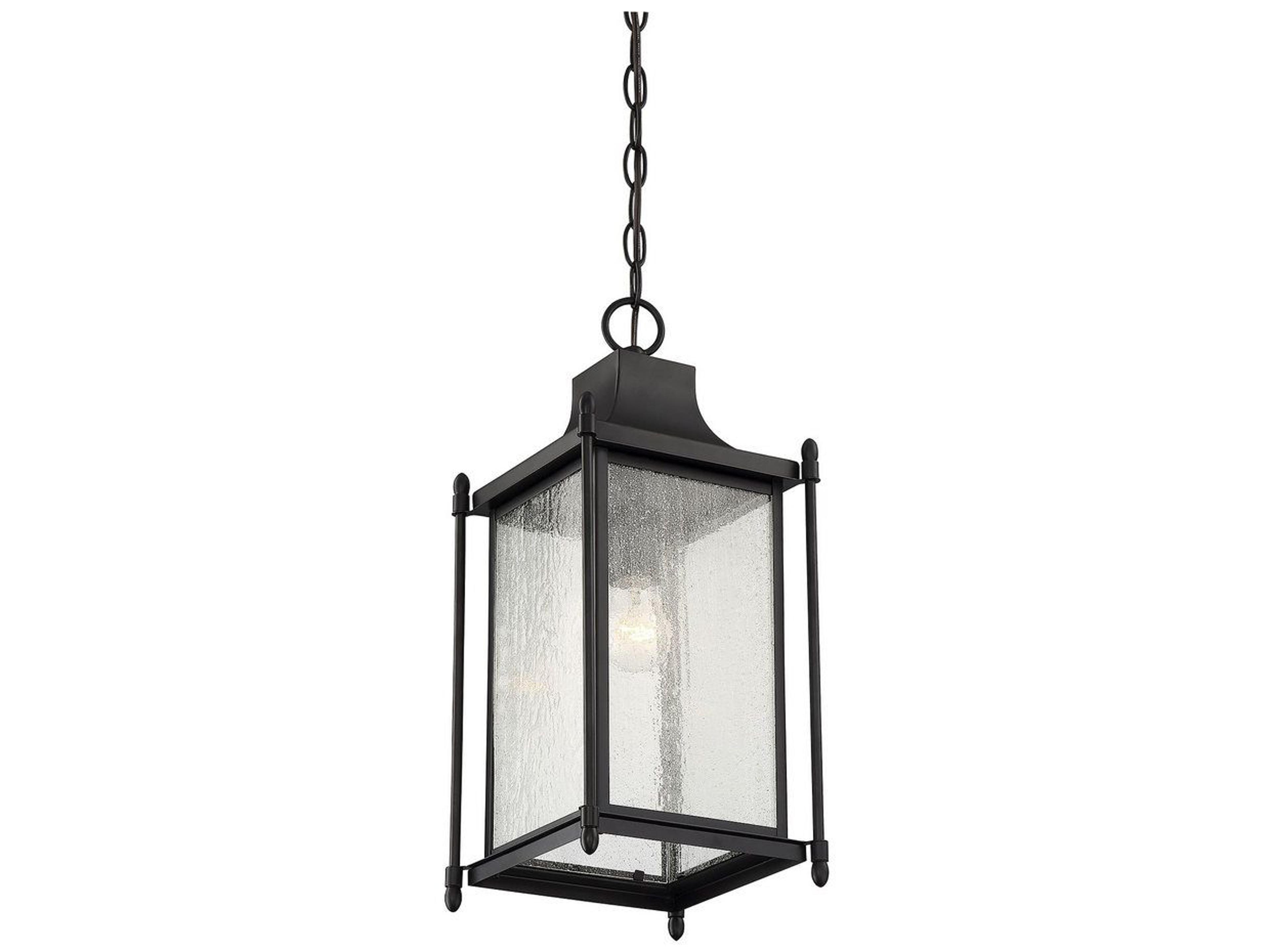 Savoy House Dunnmore 1-Light Black Glass Lantern Mini Pendant