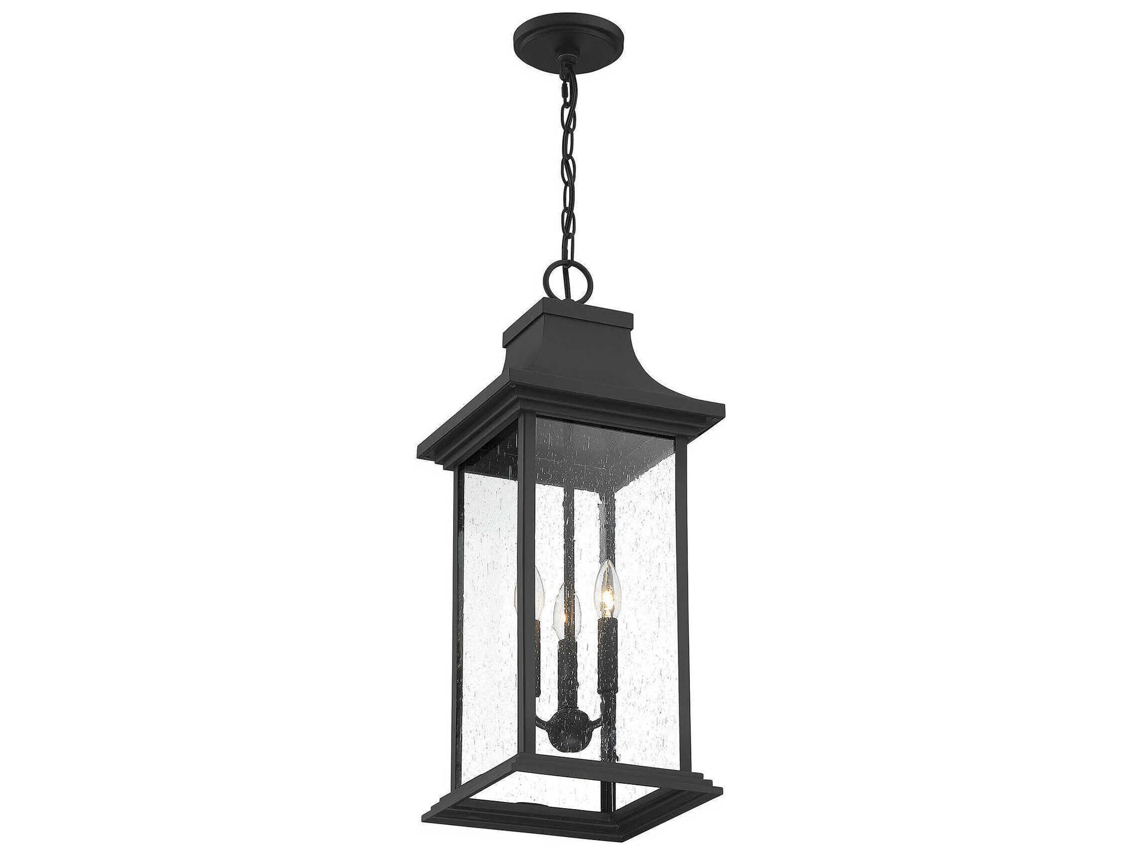 Savoy House Hancock 3-Light Matte Black Glass Lantern Mini Pendant